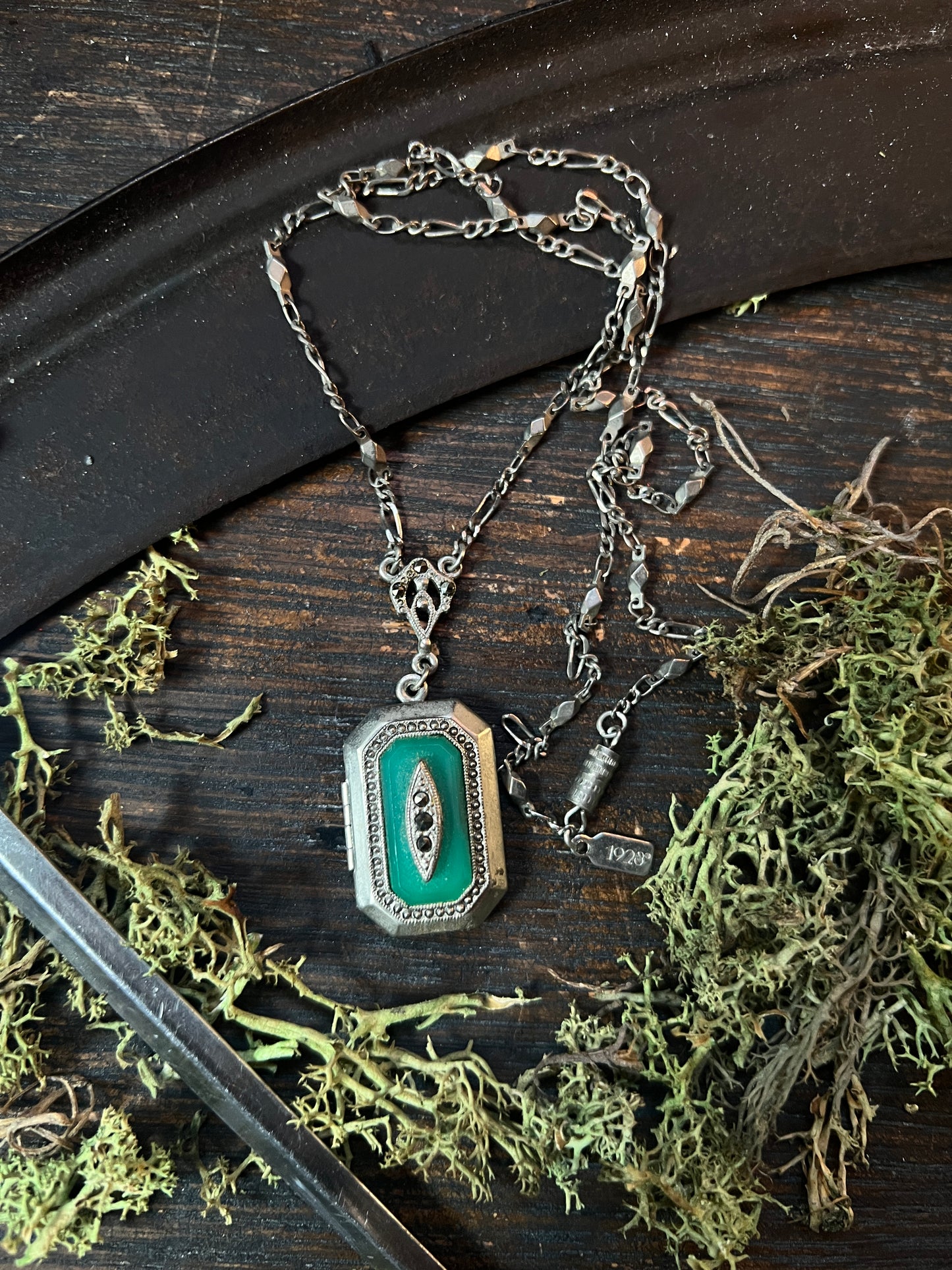 1928 Jewelry Art Deco Turquoise Locket