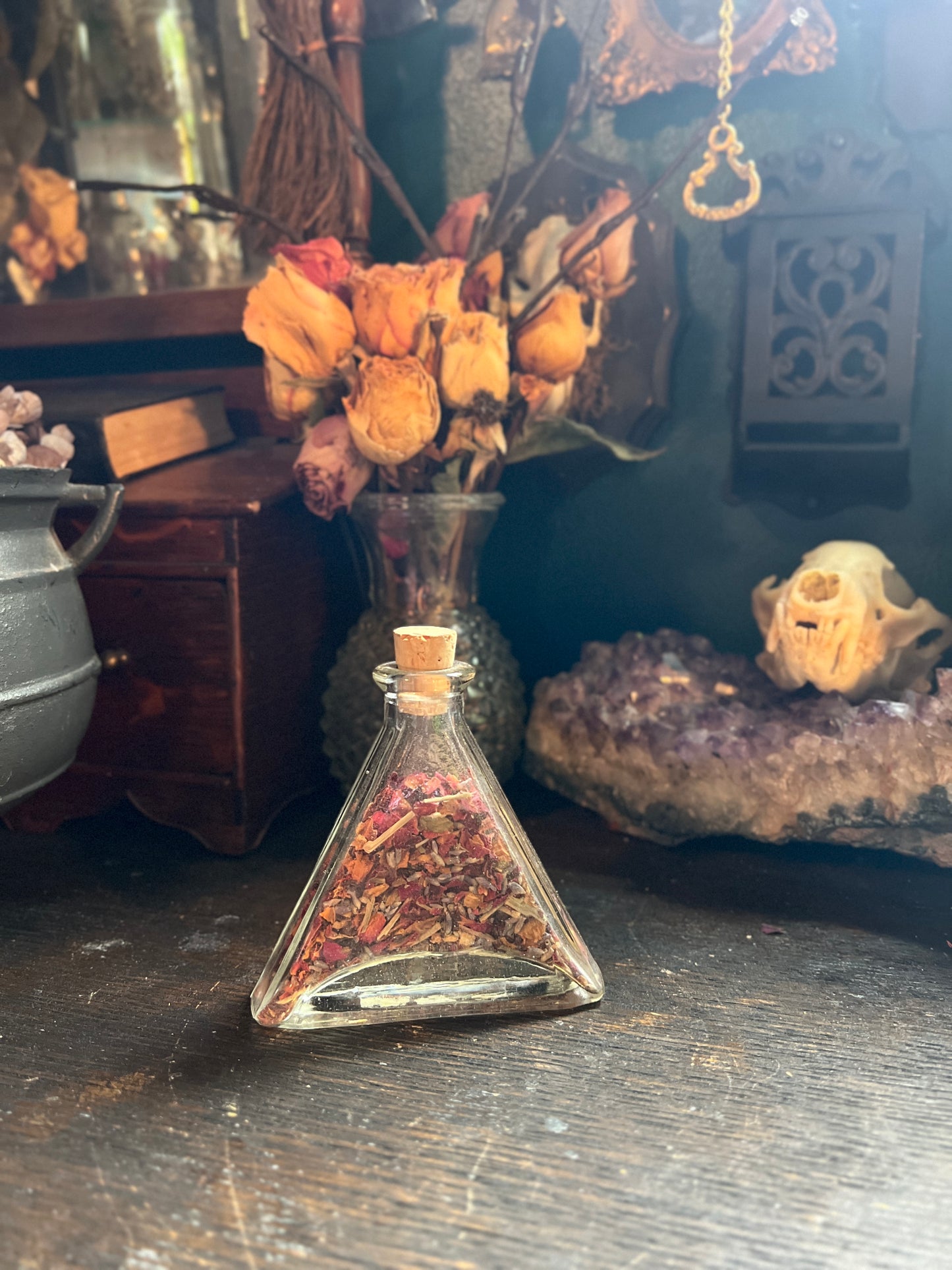 Glass Triangle Spell Bottle