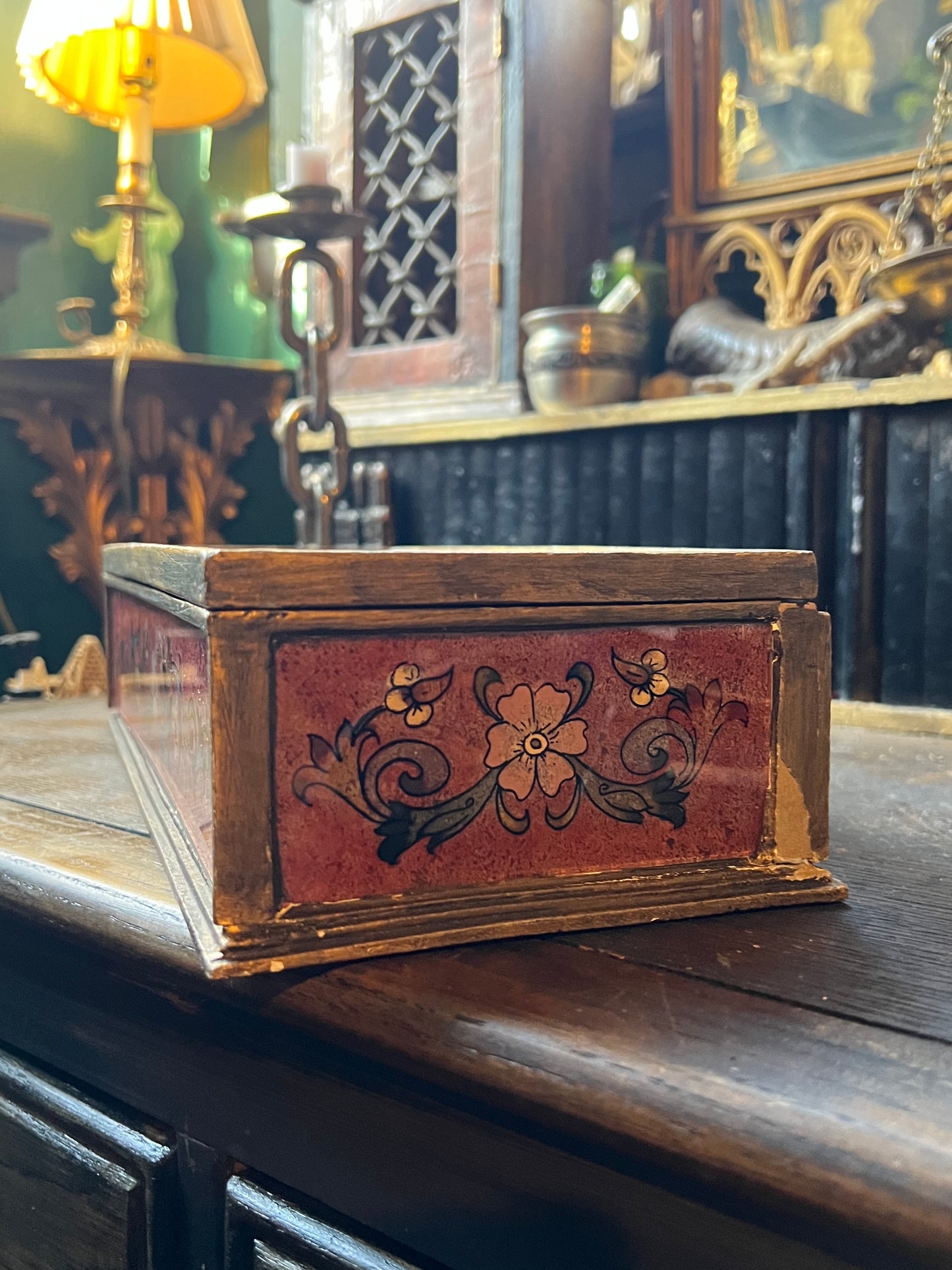 Floral Hand Painted Reverse Glass Box