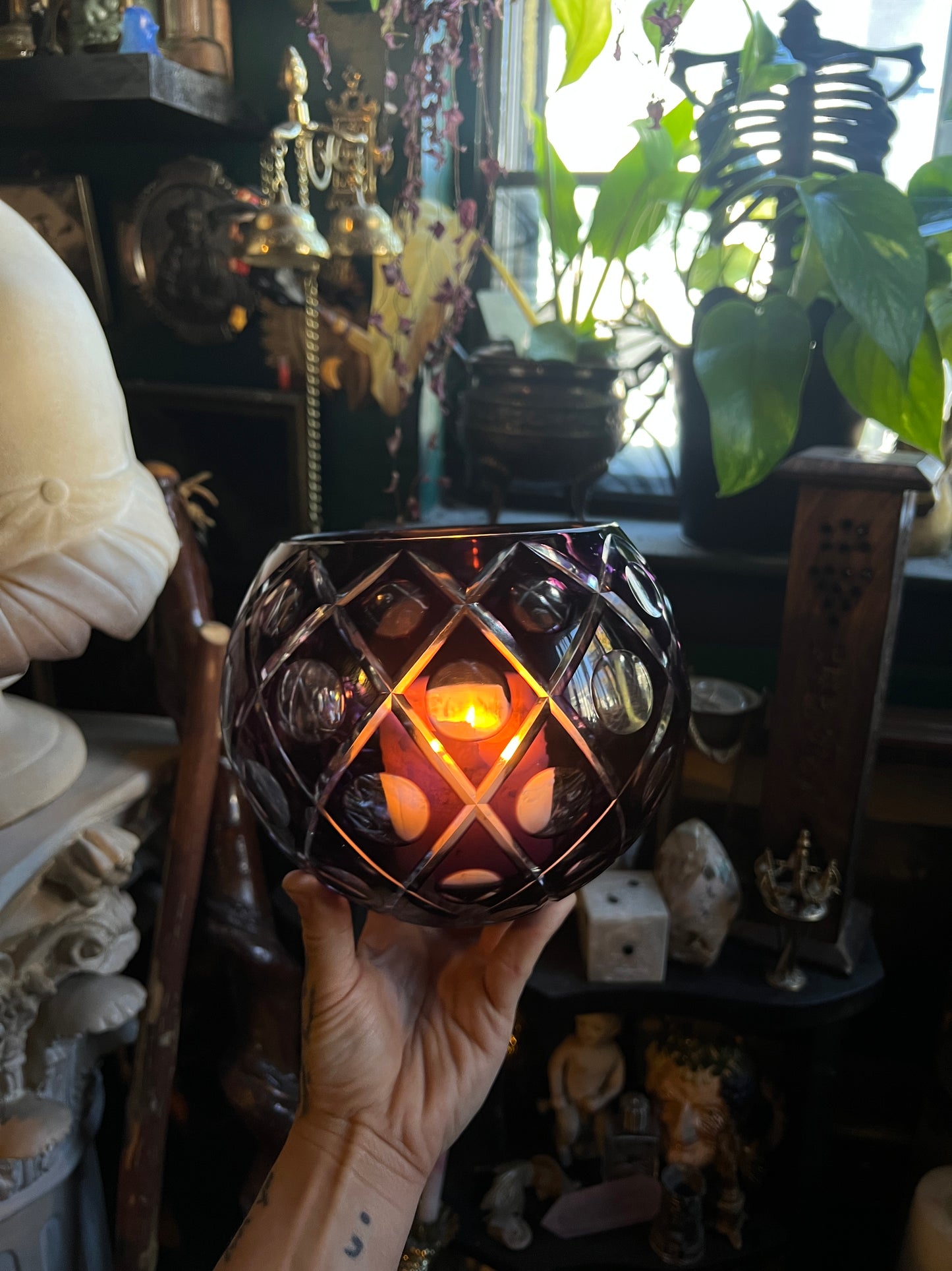 Amethyst Crystal Cut Votive Holder/Vase