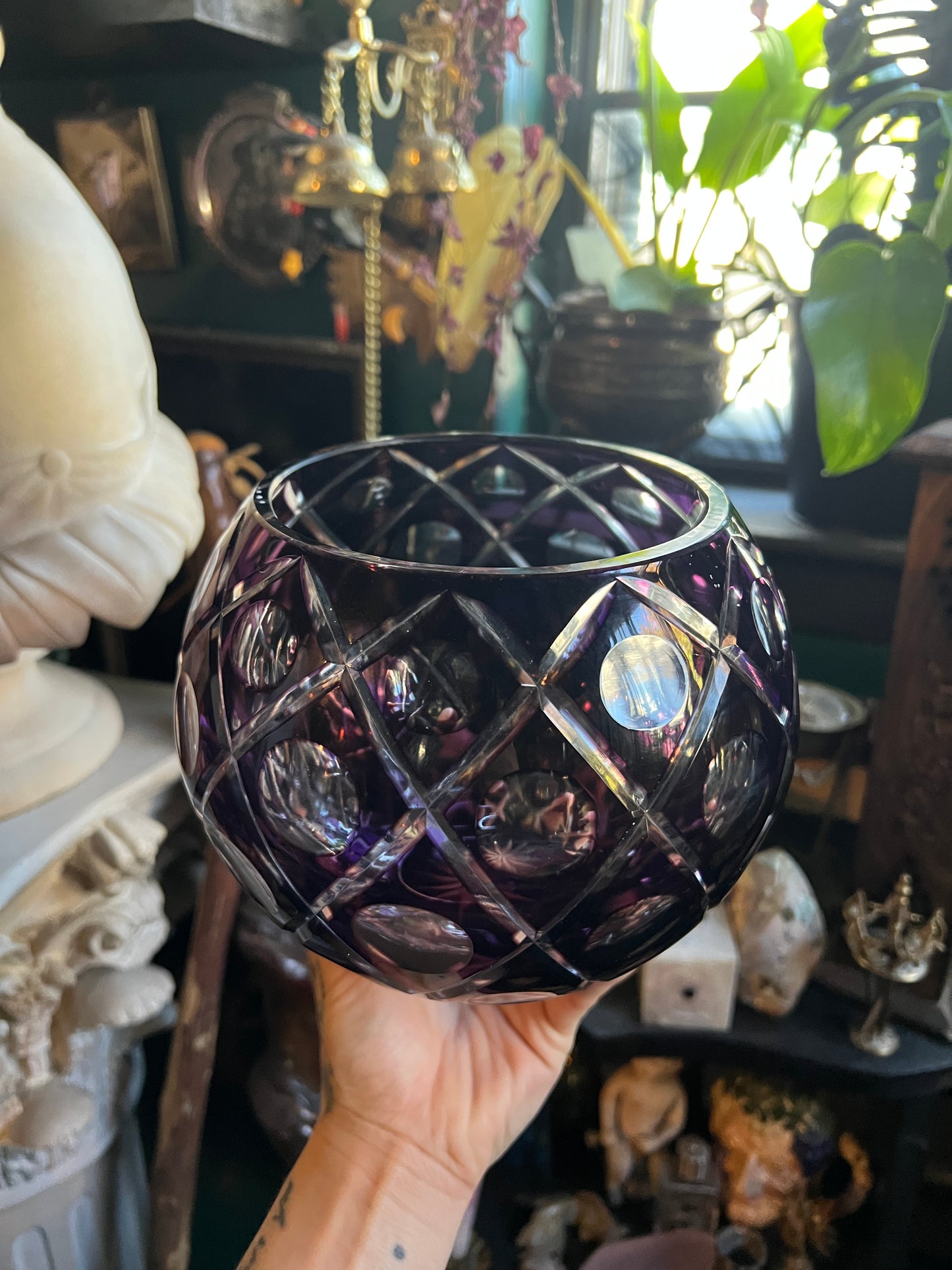 Amethyst Crystal Cut Votive Holder/Vase