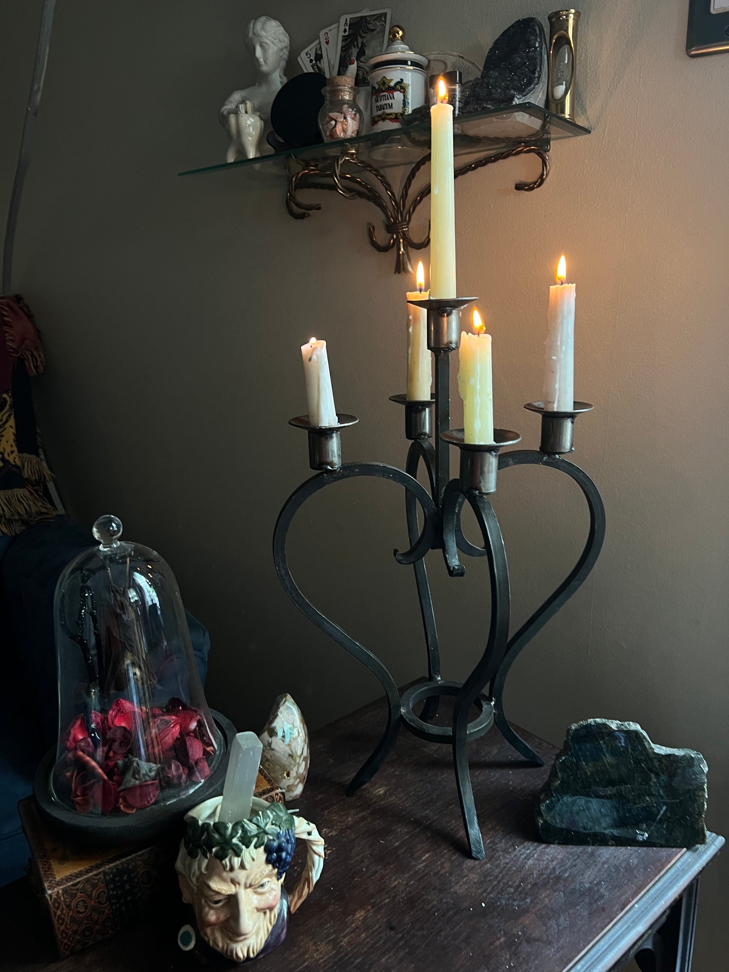 Wrought Iron Spanish Revival Heart Shaped Candelabra