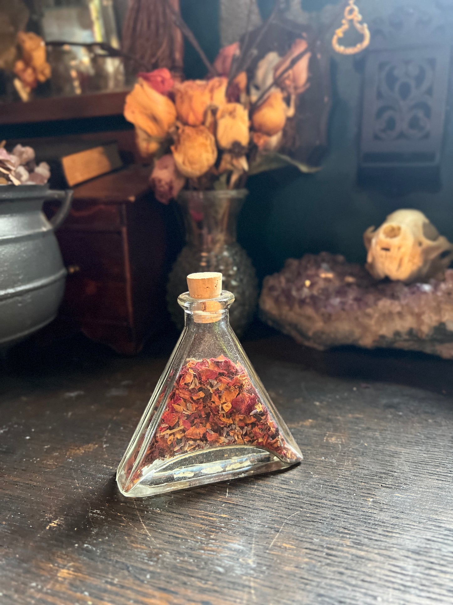 Glass Triangle Spell Bottle