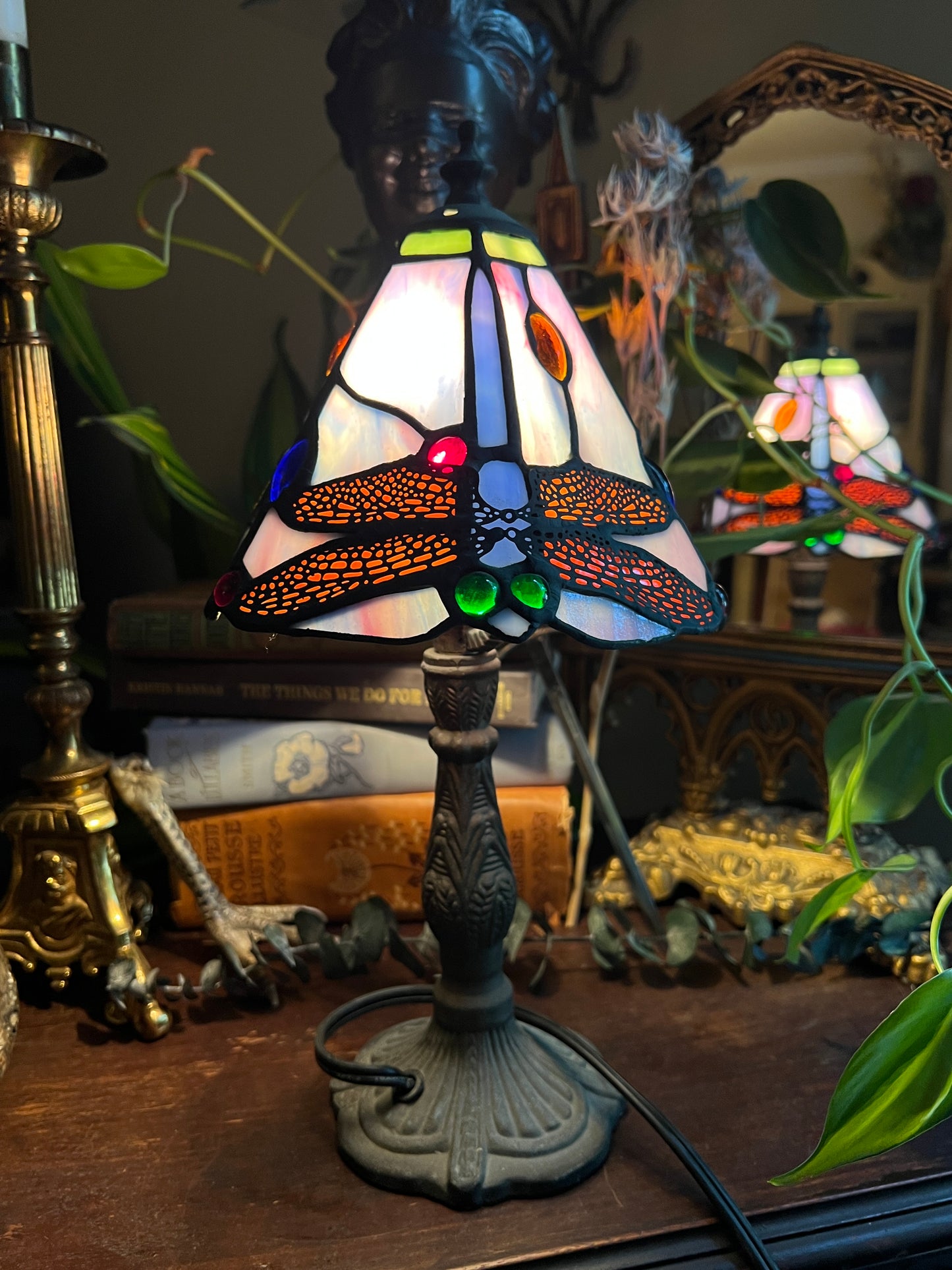 Tiffany Style Dragonfly Stained Glass Lamp