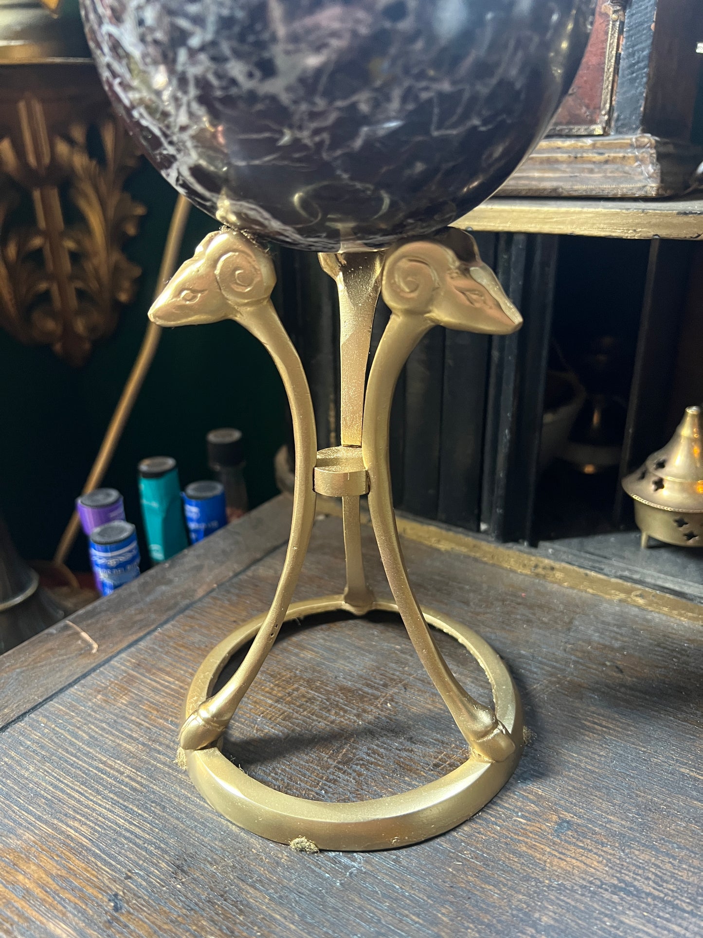 Italian Marble Sphere Goat Head Stand