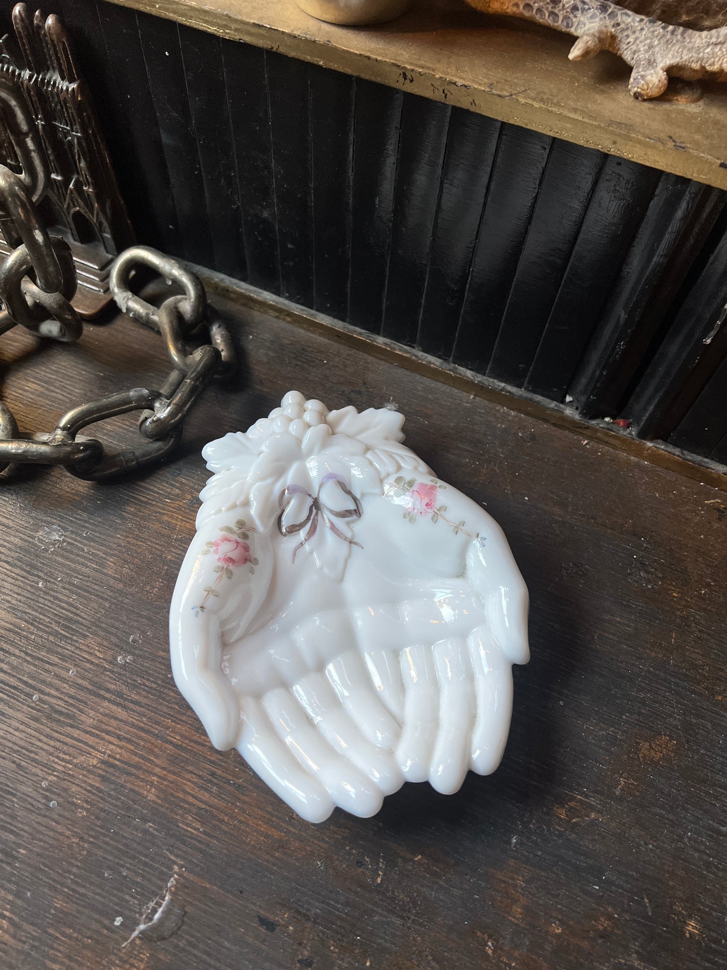 Westmoreland Milk Glass Hands Dish