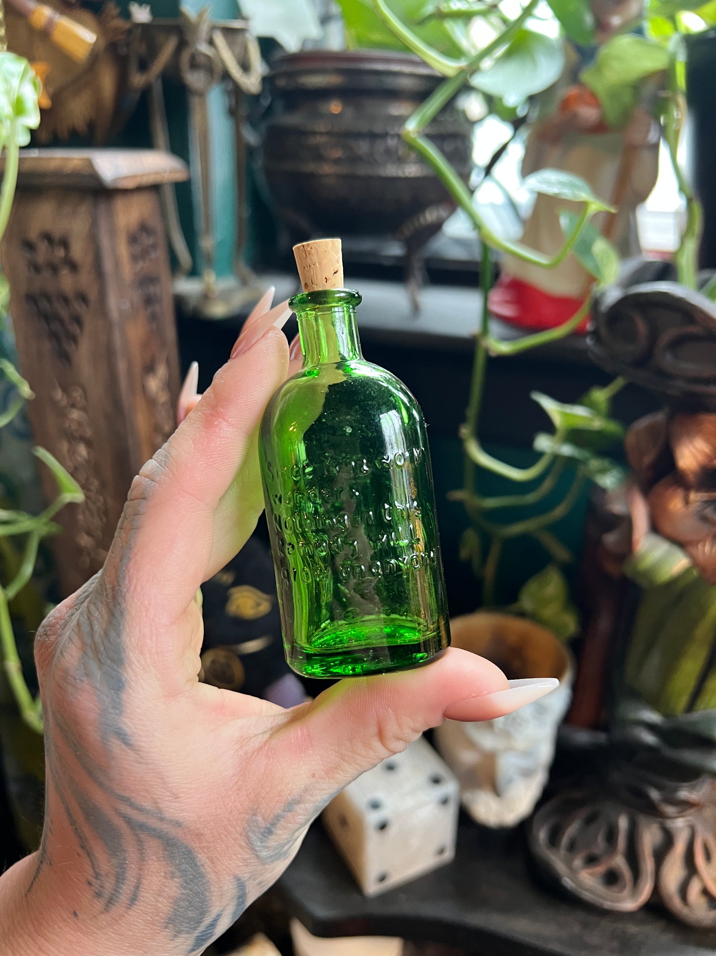 Miniature Wheaton Green Glass Bottles
