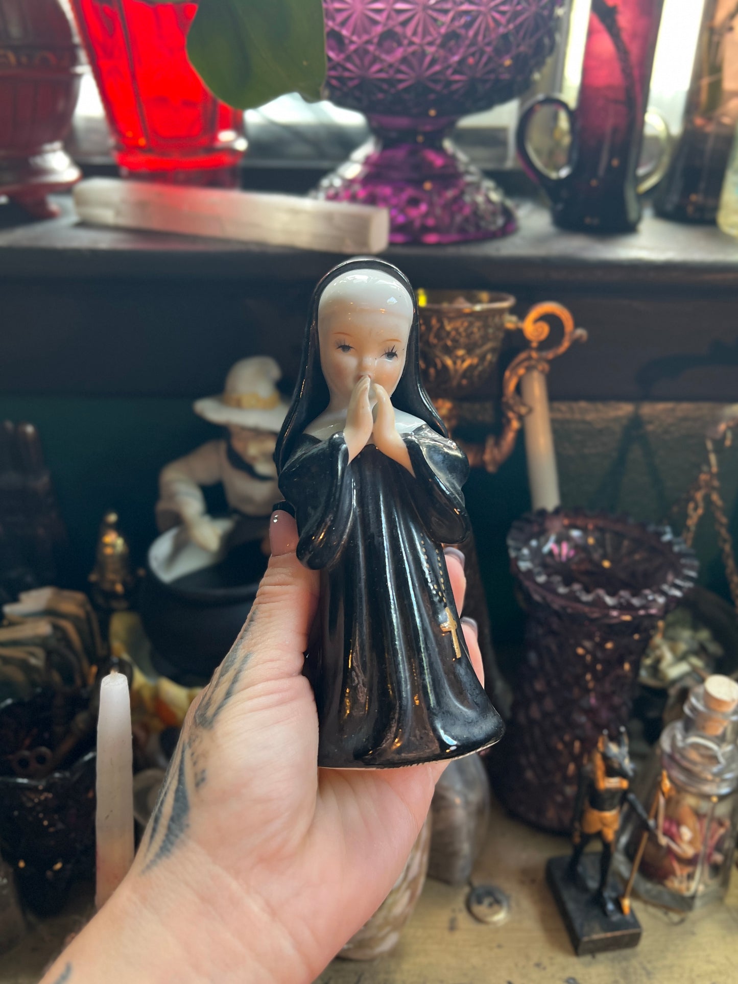 Praying Nun Porcelain Figurine