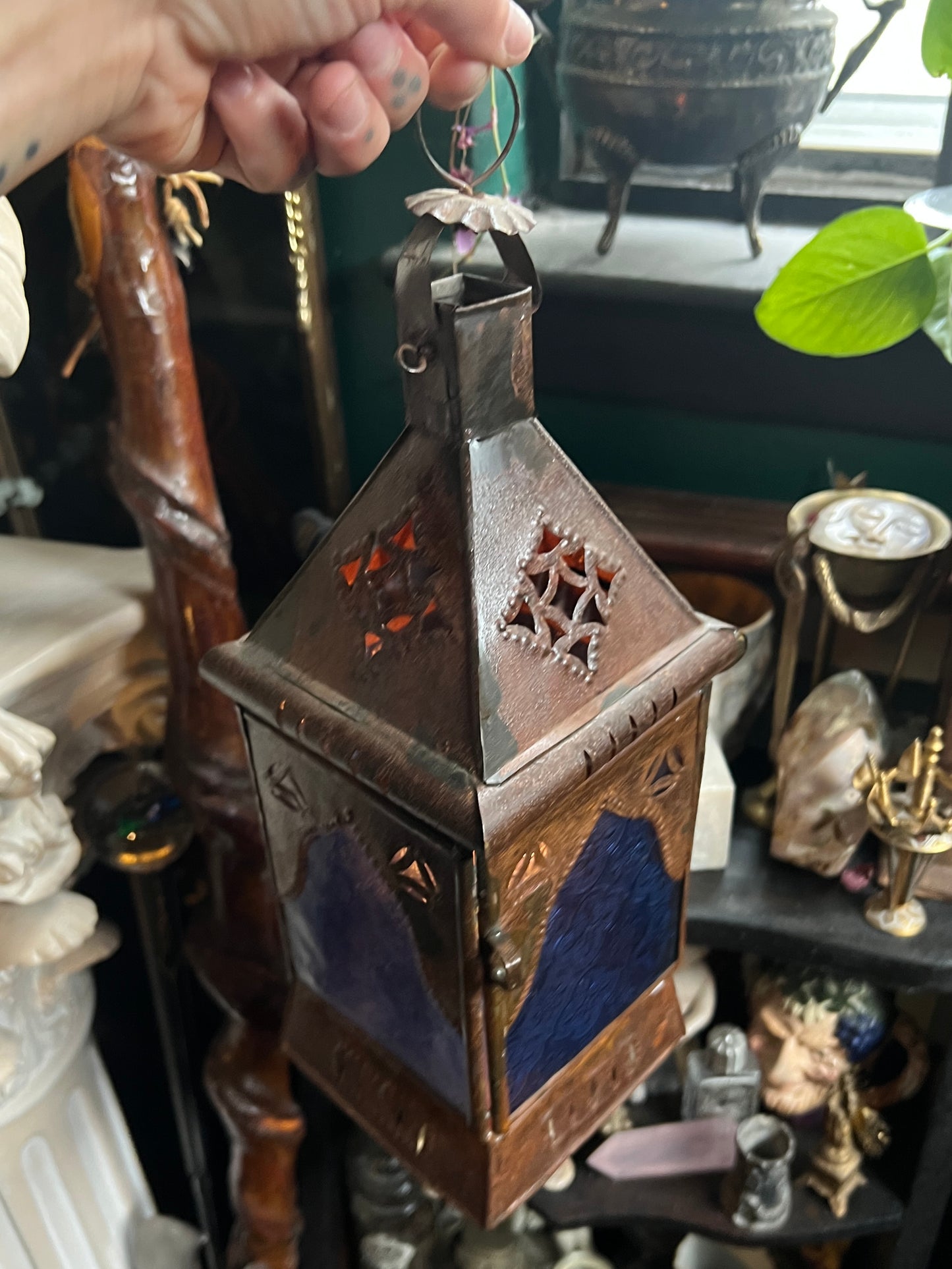 Moroccan Blue Glass Lantern