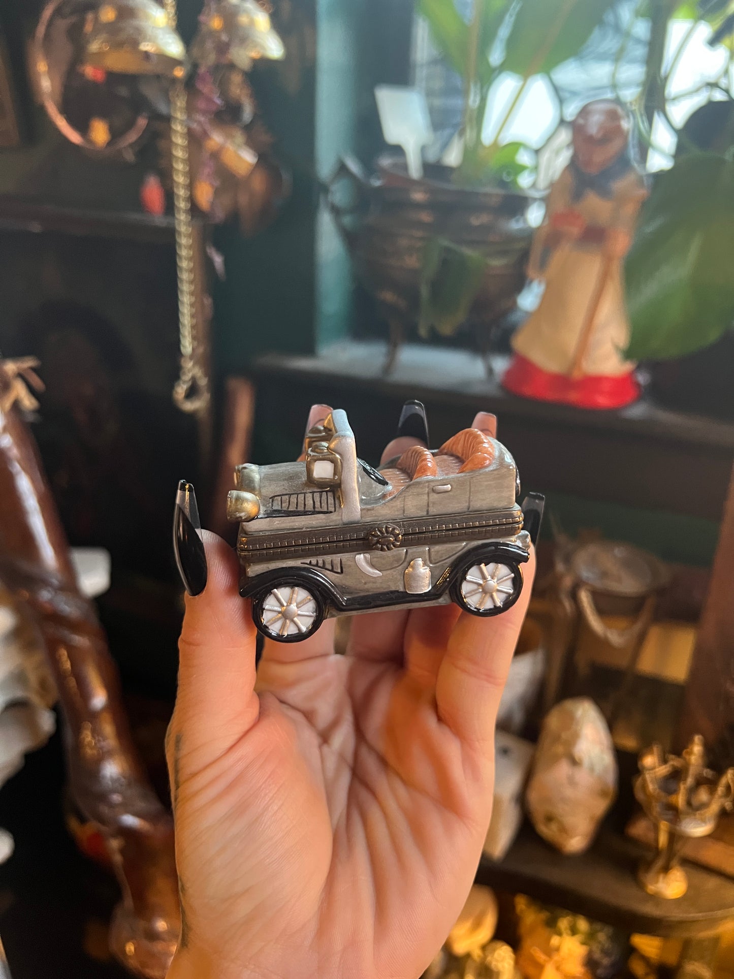 Midwest of Cannon Falls Horseless Buggie Antique Car Trinket Box