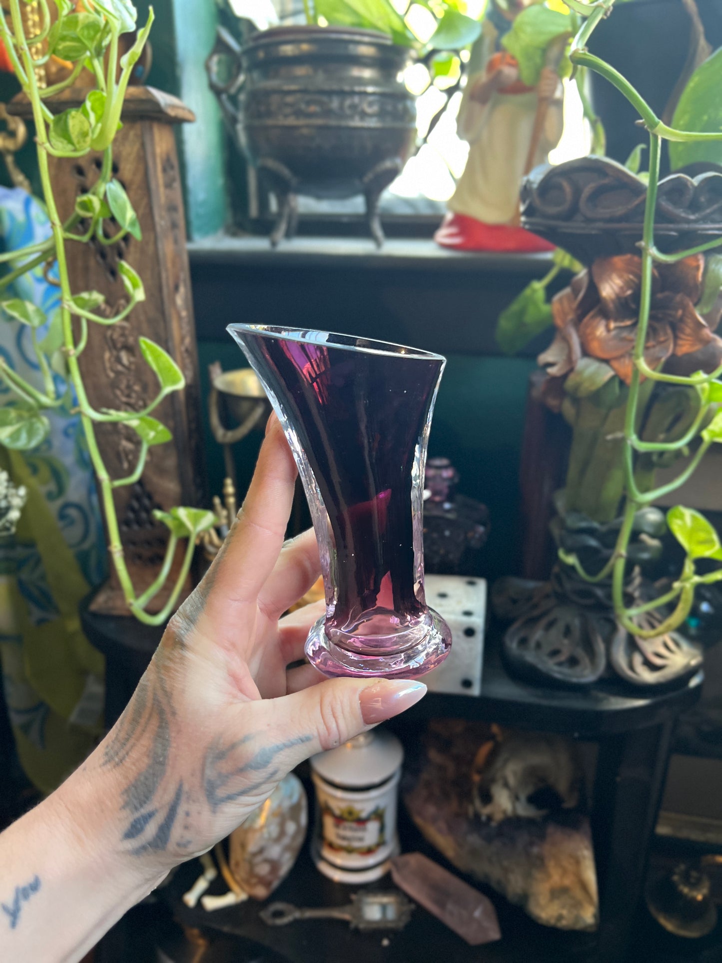 Mid-Century Mini Amethyst Glass Vase