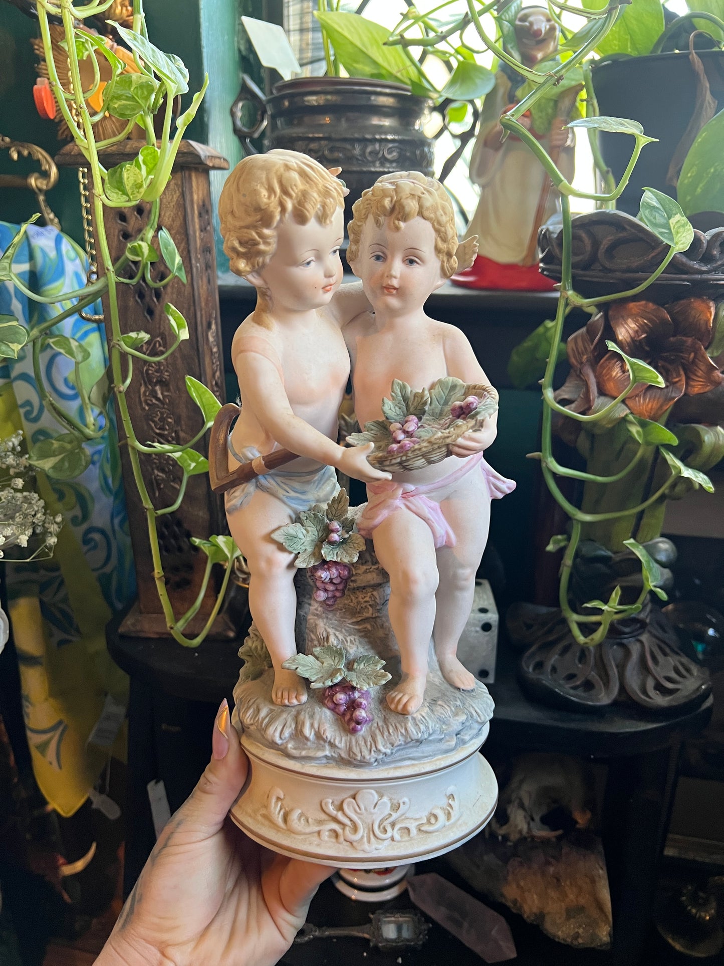 Bisque Porcelain Cherub Sculpture