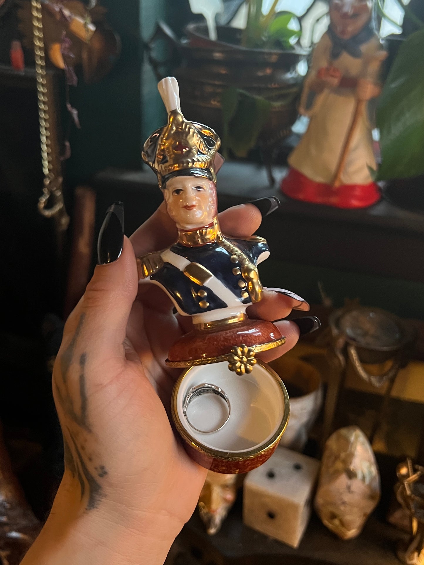 Limoges French Calvary Soldier Trinket Box