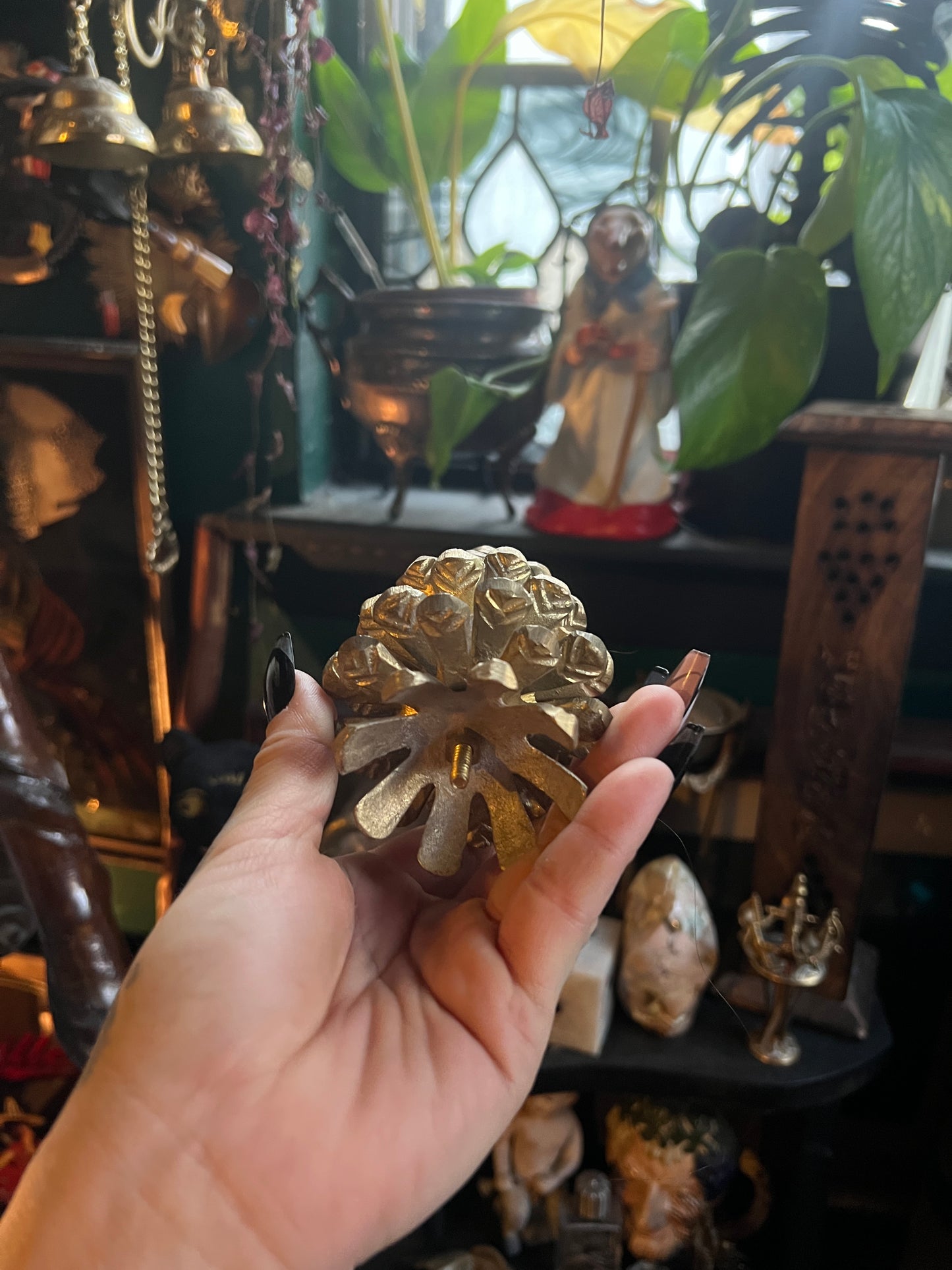 Brass Pinecone Candle Holder