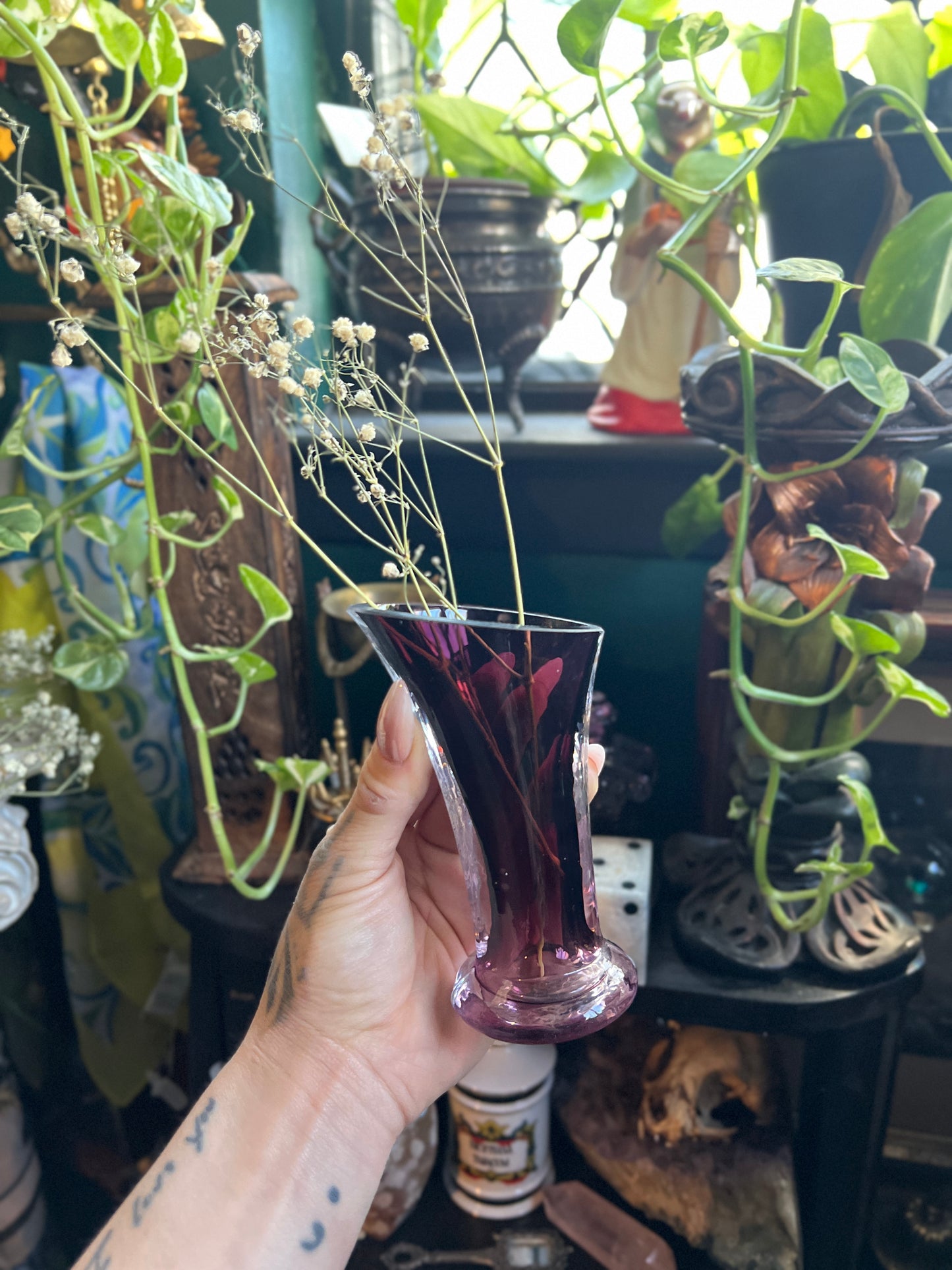 Mid-Century Mini Amethyst Glass Vase