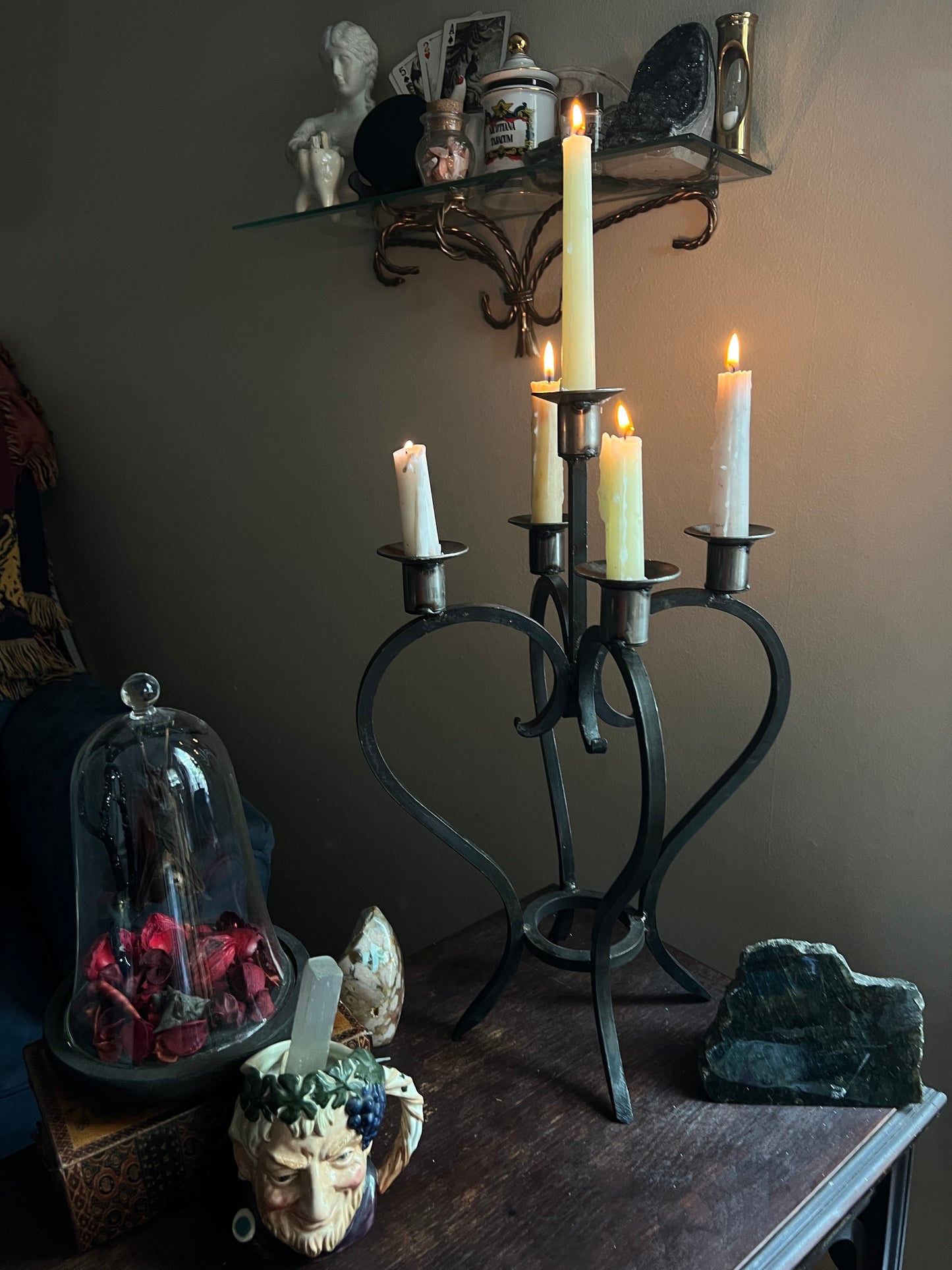Wrought Iron Spanish Revival Heart Shaped Candelabra