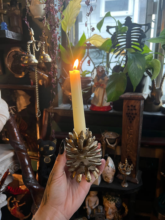 Brass Pinecone Candle Holder