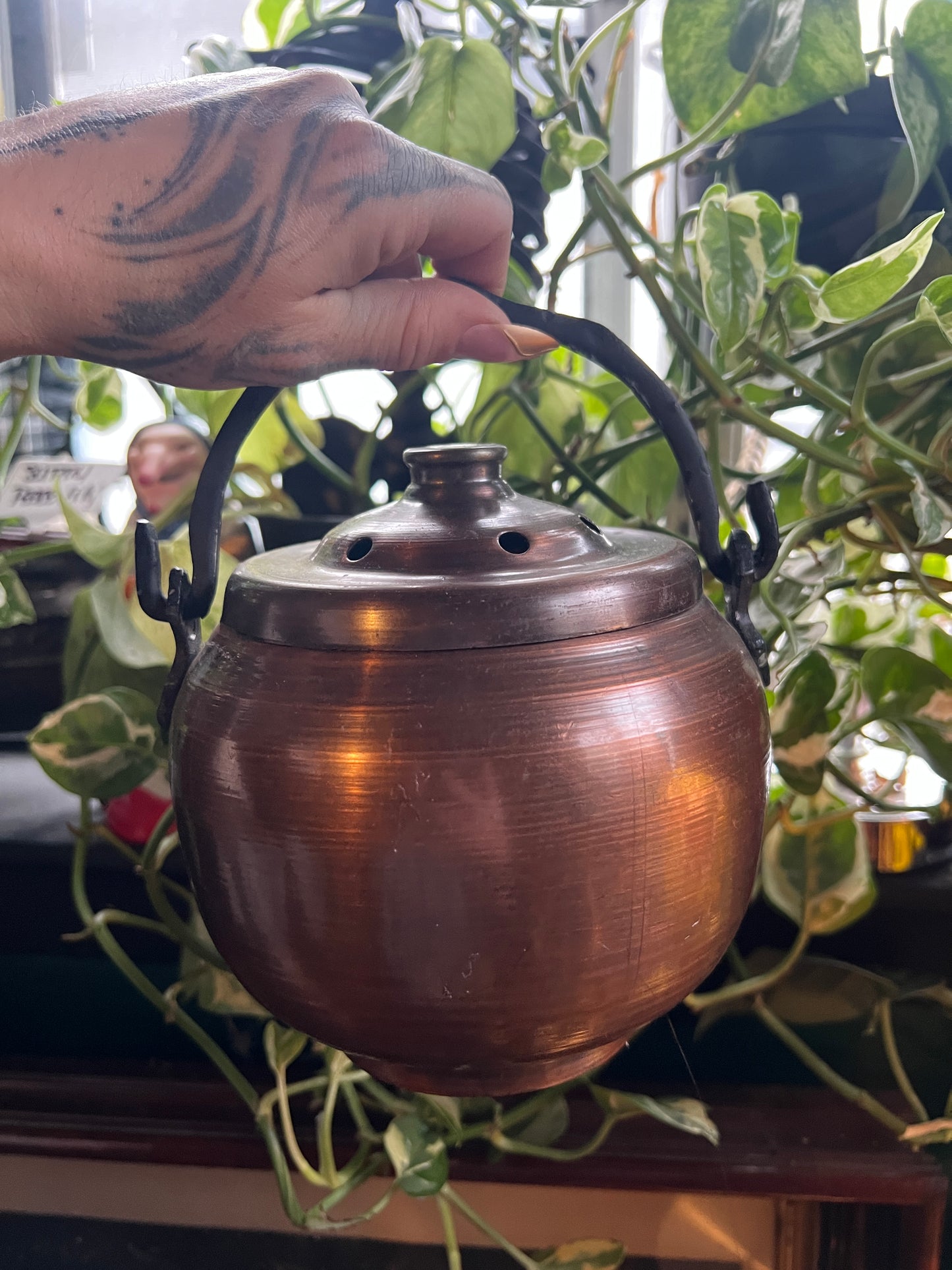 Copper Halloween Pumpkin Jack-O'-Lantern Candle Holder