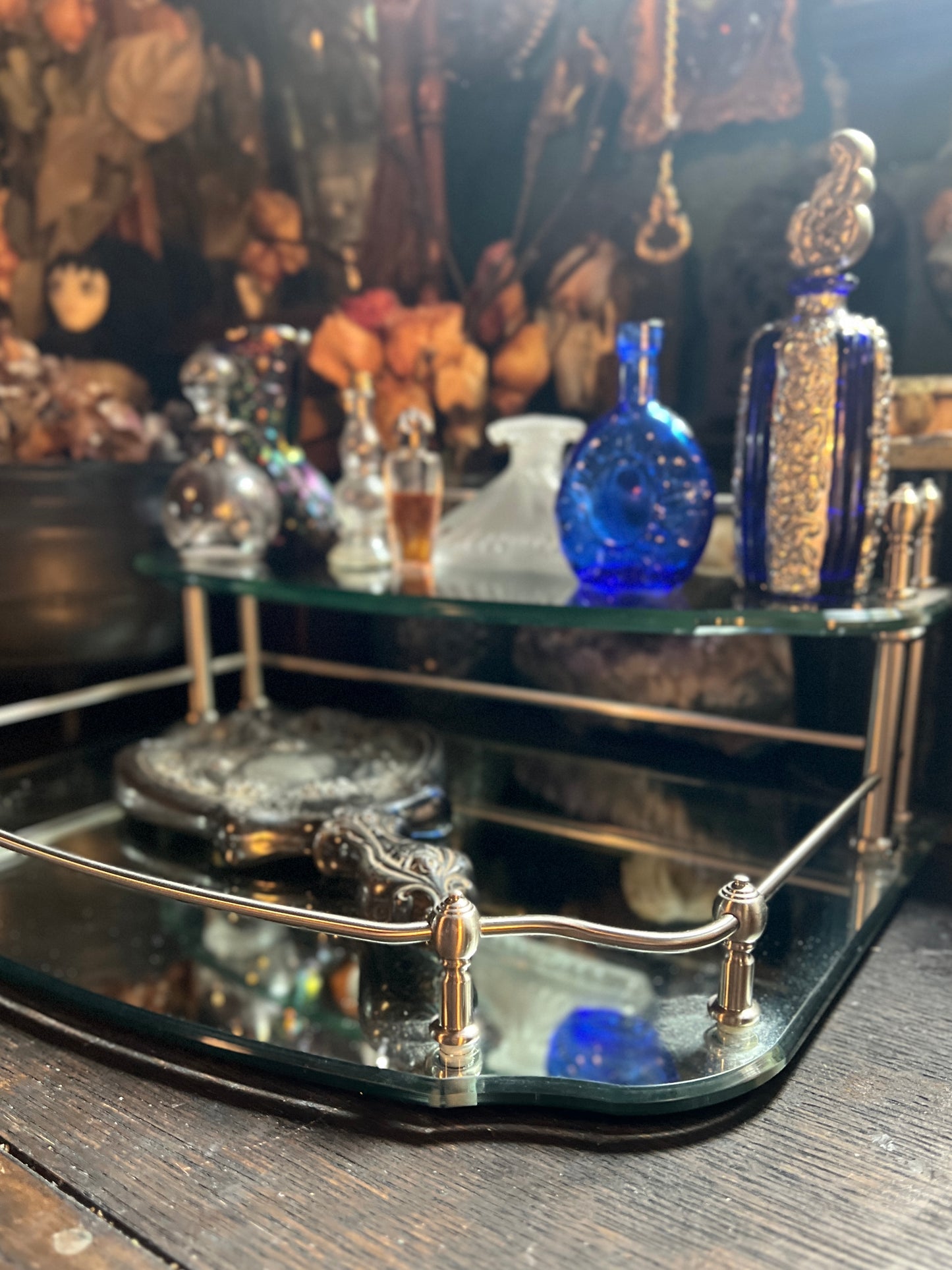 Two Tiered Glass Vanity Tray