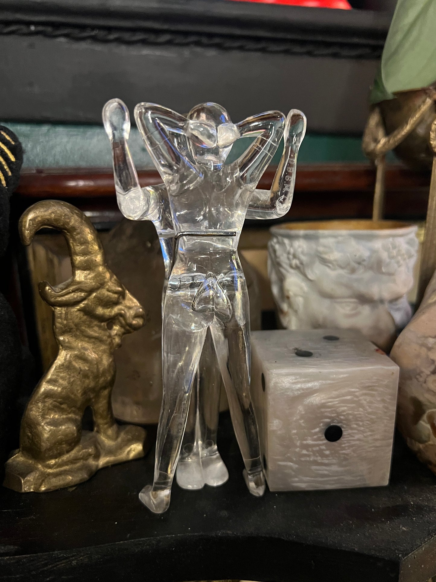 1970s Lucite Naked Kissing Couple Huge Paper Clip