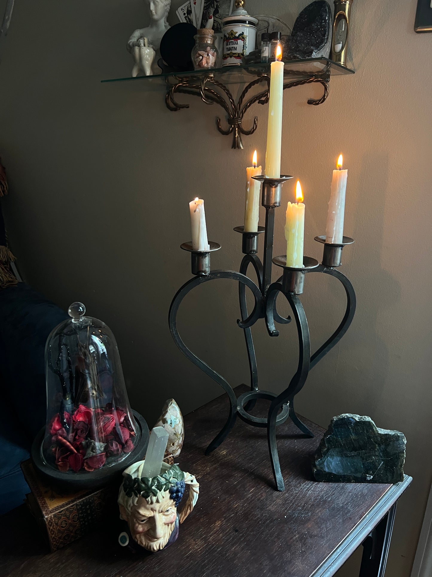Wrought Iron Spanish Revival Heart Shaped Candelabra