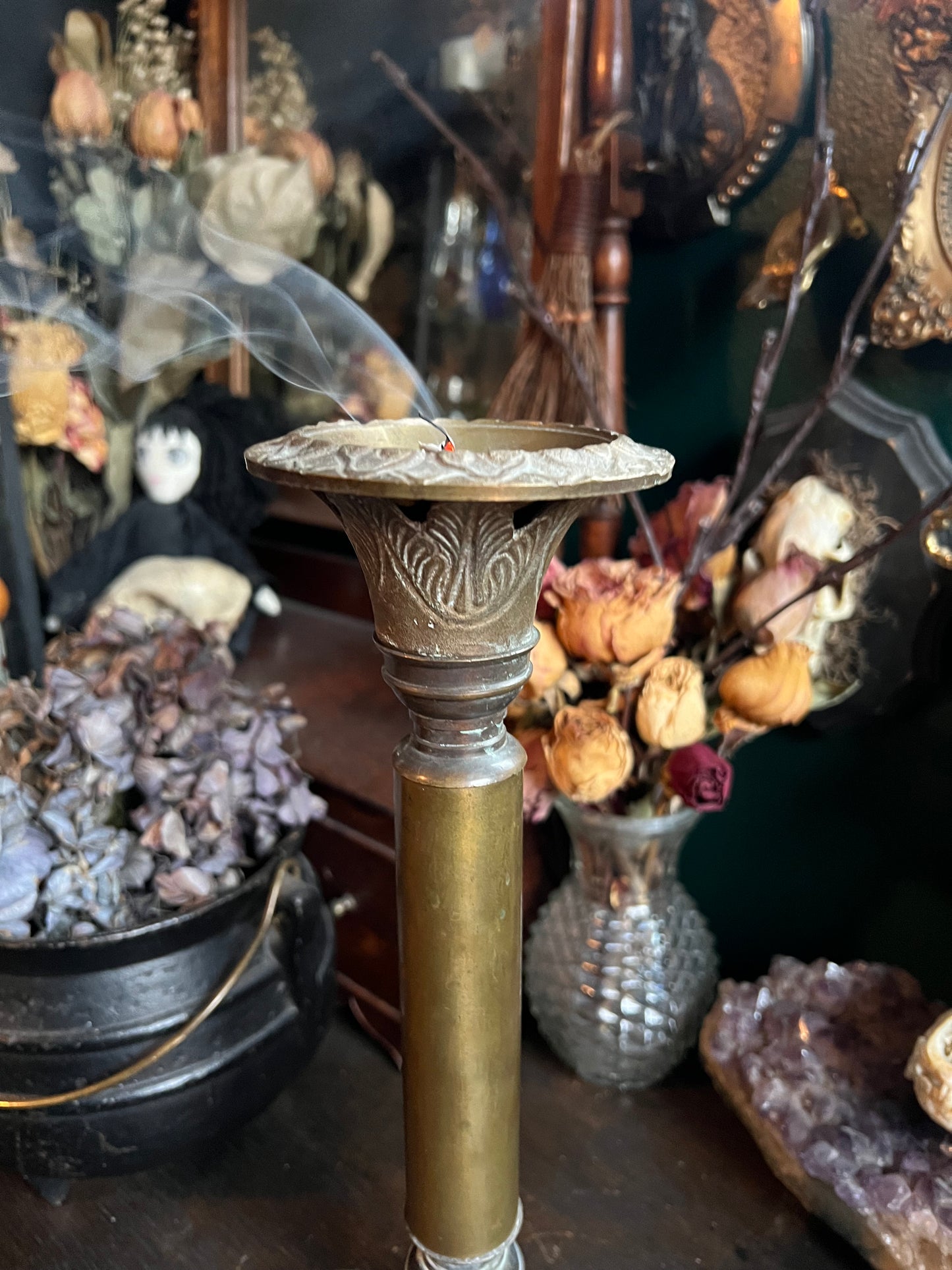 Vintage Brass Pillar Dish