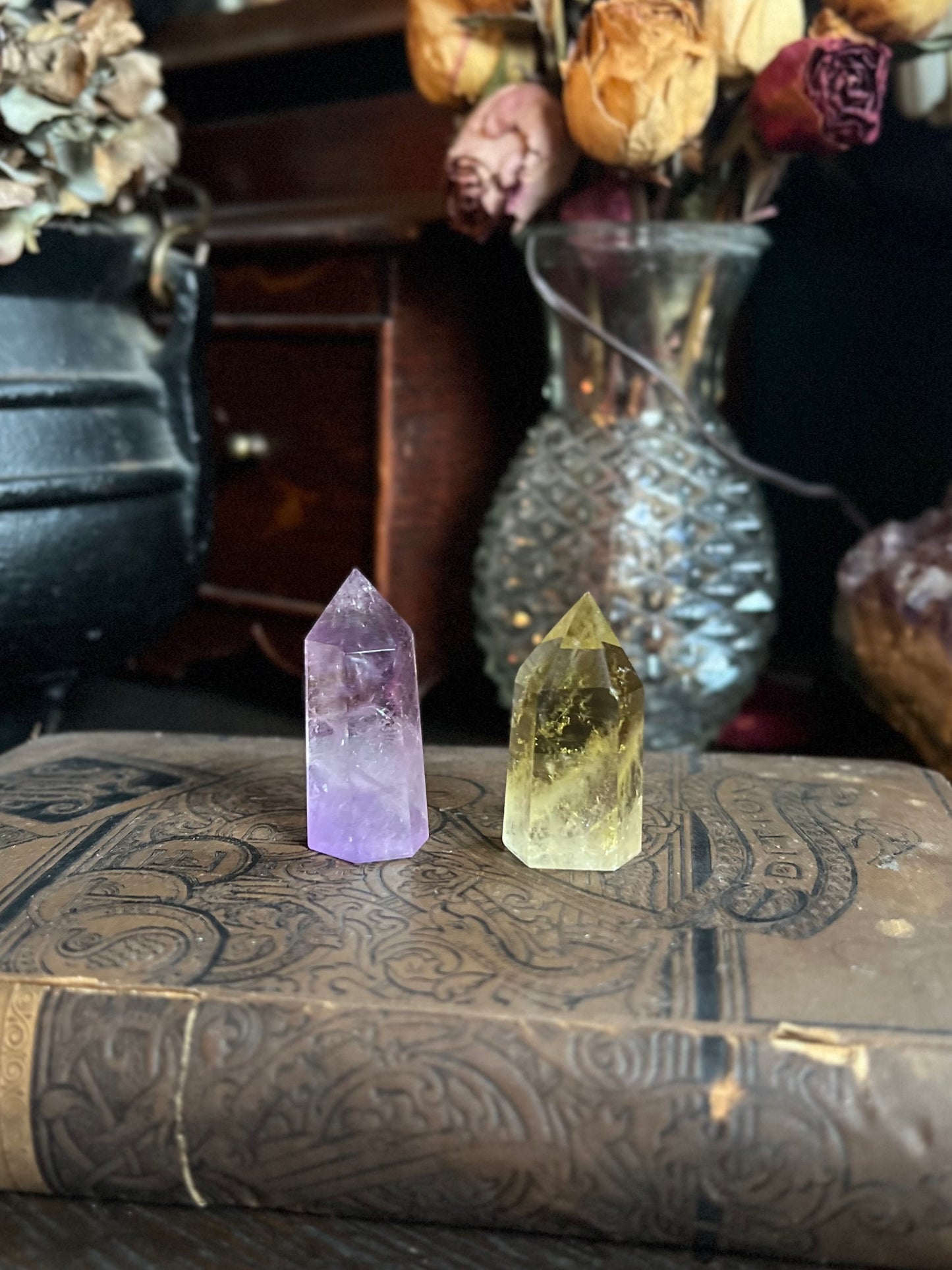 Amethyst & Citrine Points 2”