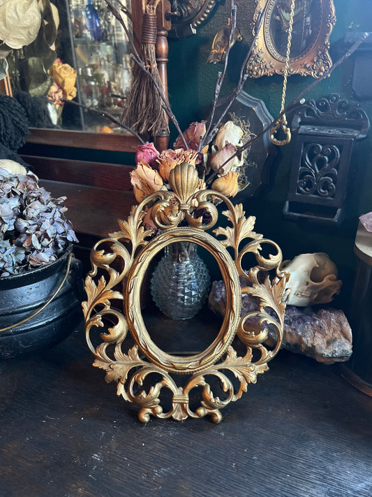 Antique Cast Iron Oval Photo Frame