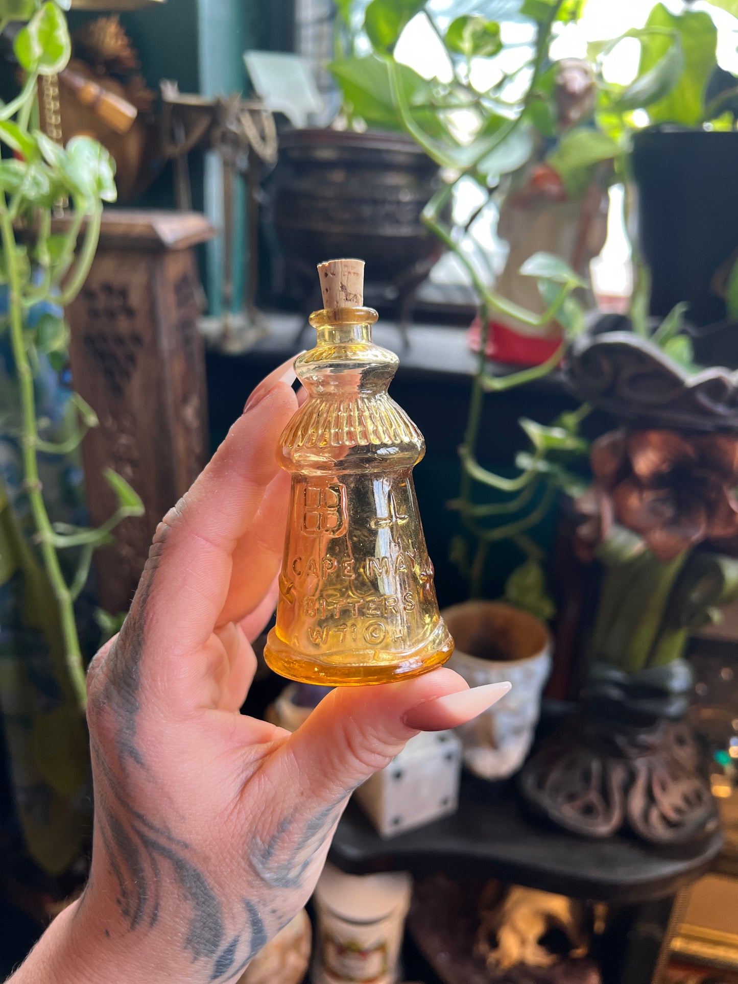 Miniature Wheaton Yellow Glass Bottles