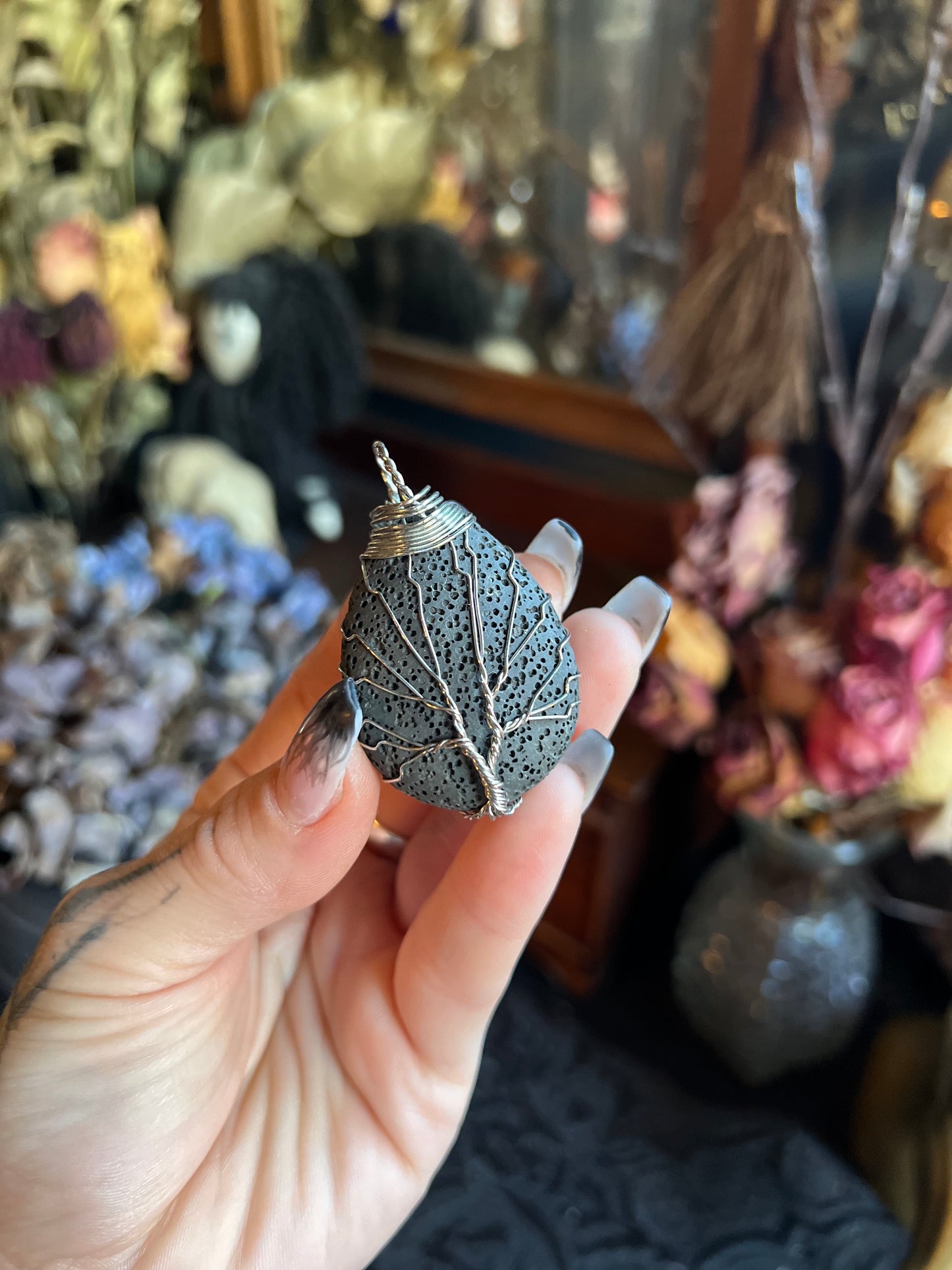 Lava Rock Tree of Life Pendant