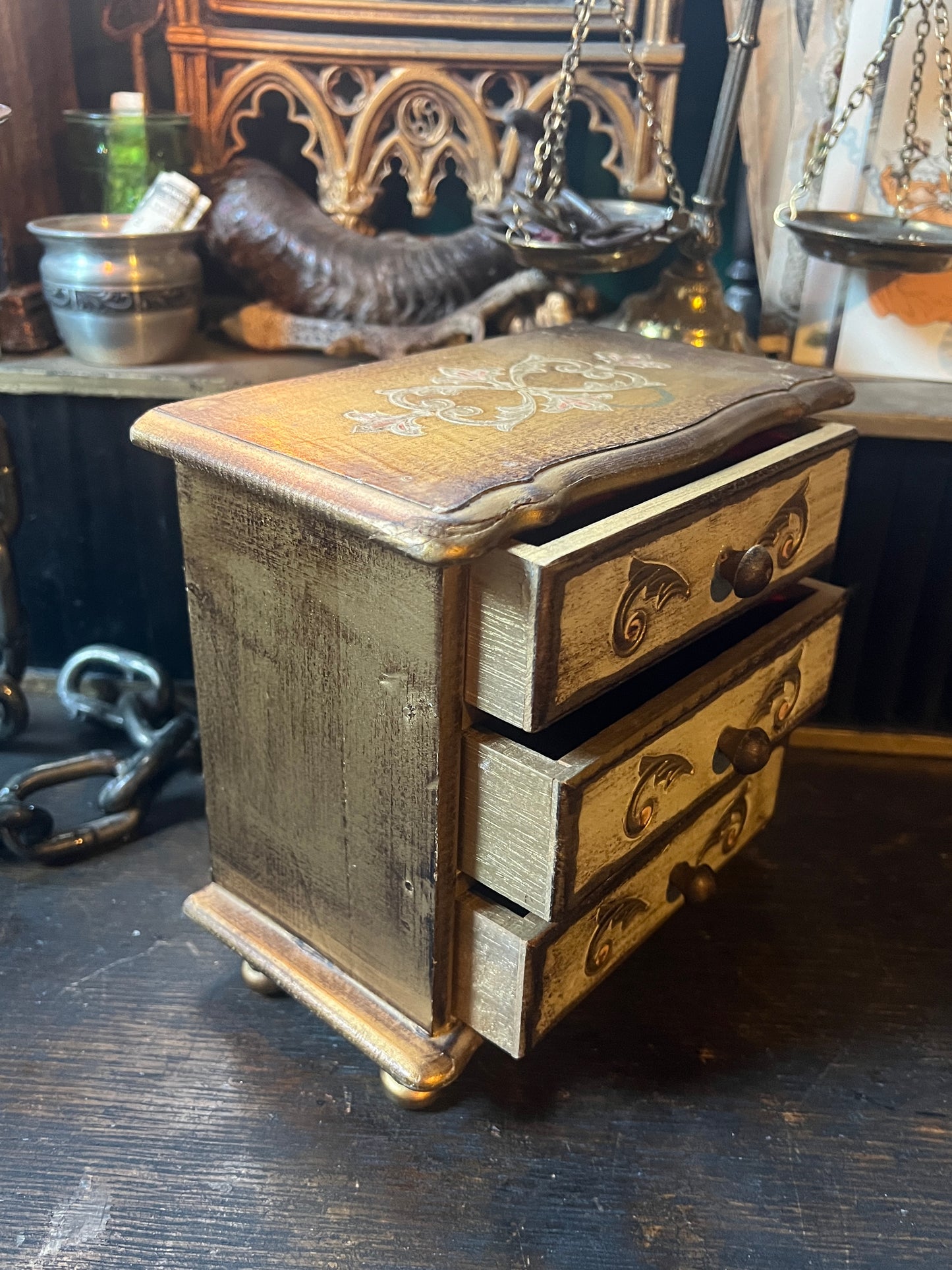 Italian Gold Florentine Jewelry Box