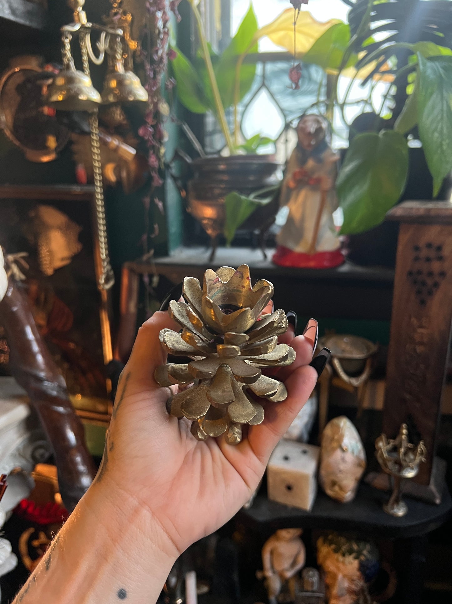 Brass Pinecone Candle Holder