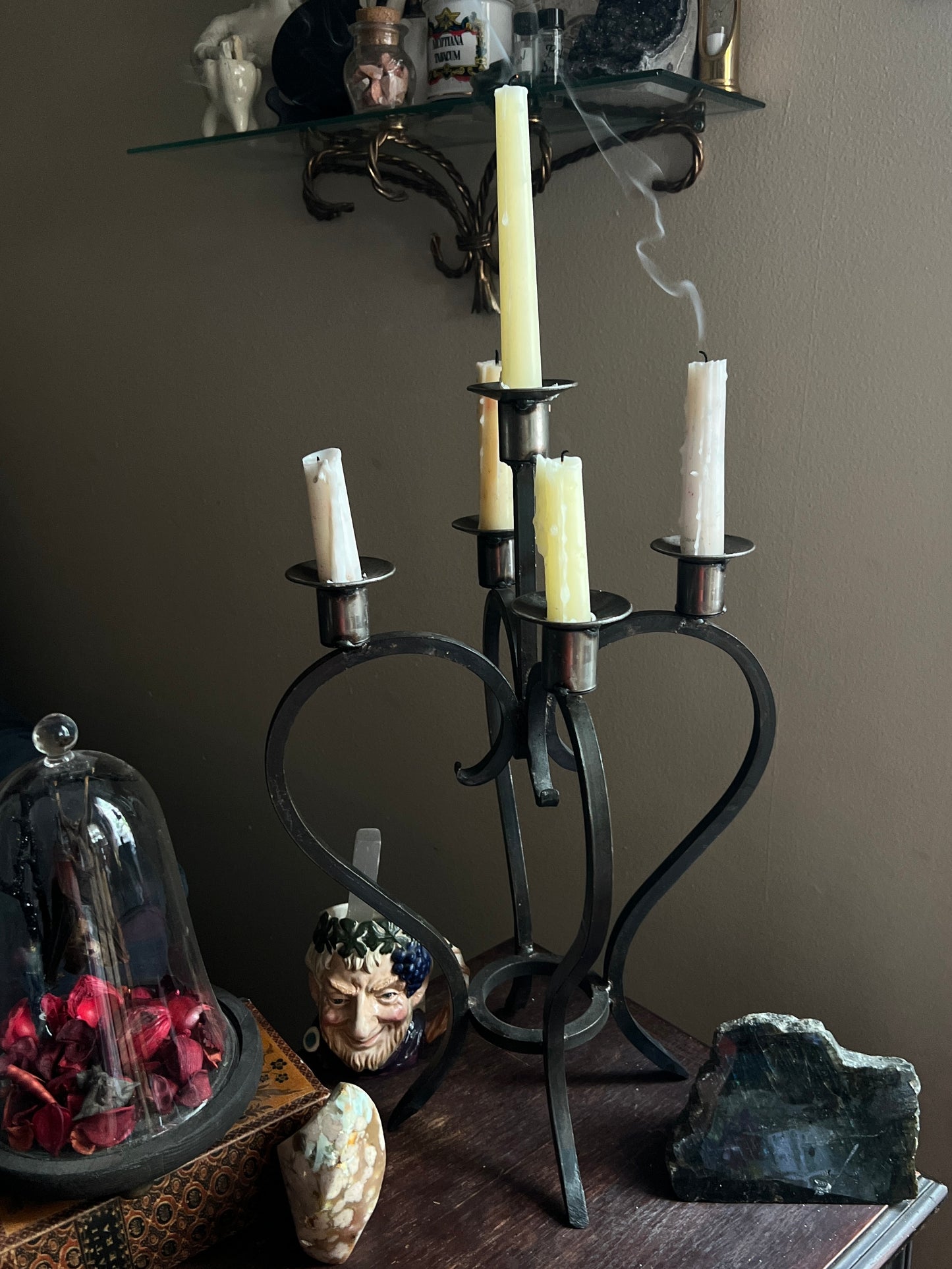 Wrought Iron Spanish Revival Heart Shaped Candelabra