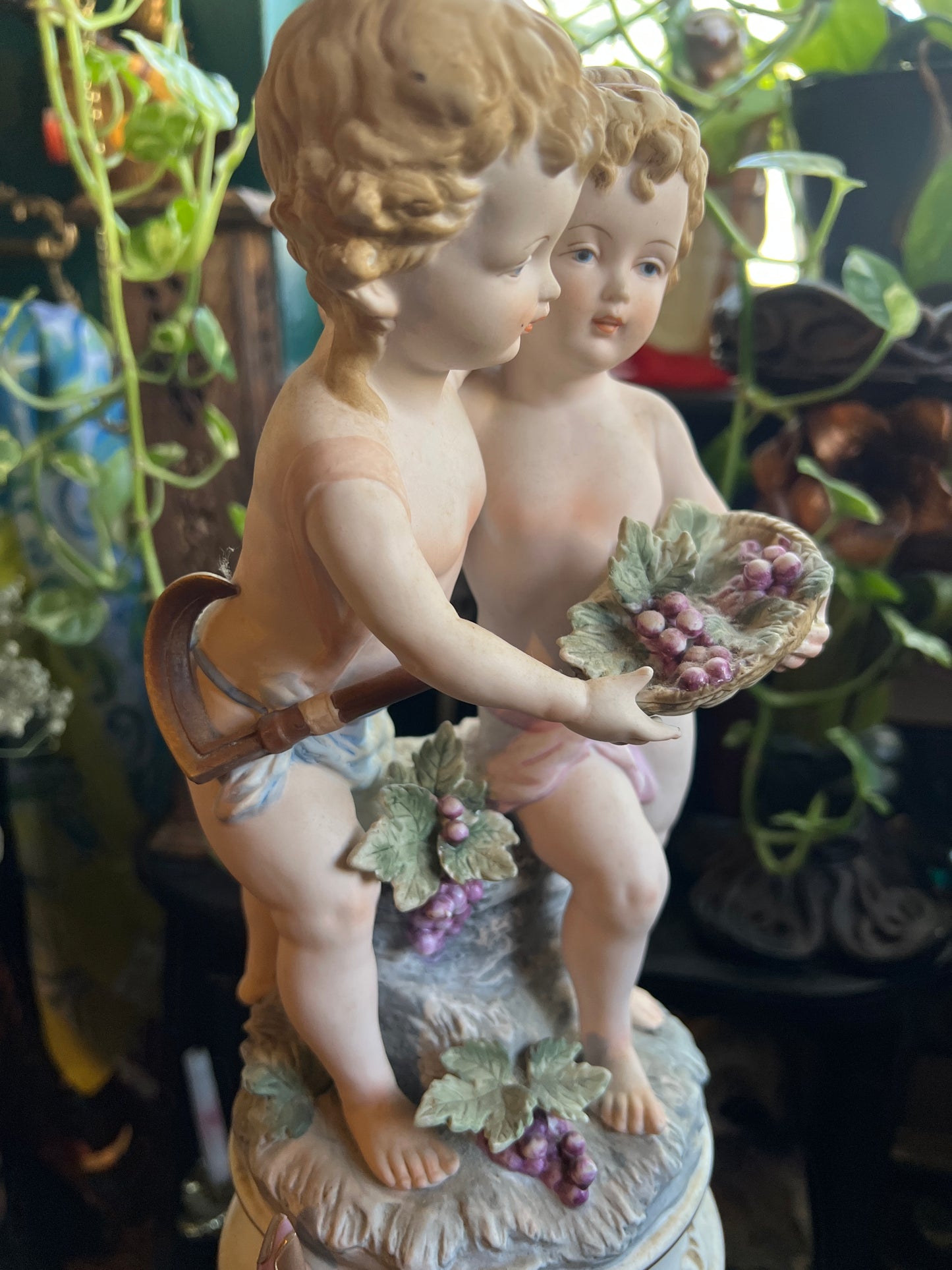 Bisque Porcelain Cherub Sculpture