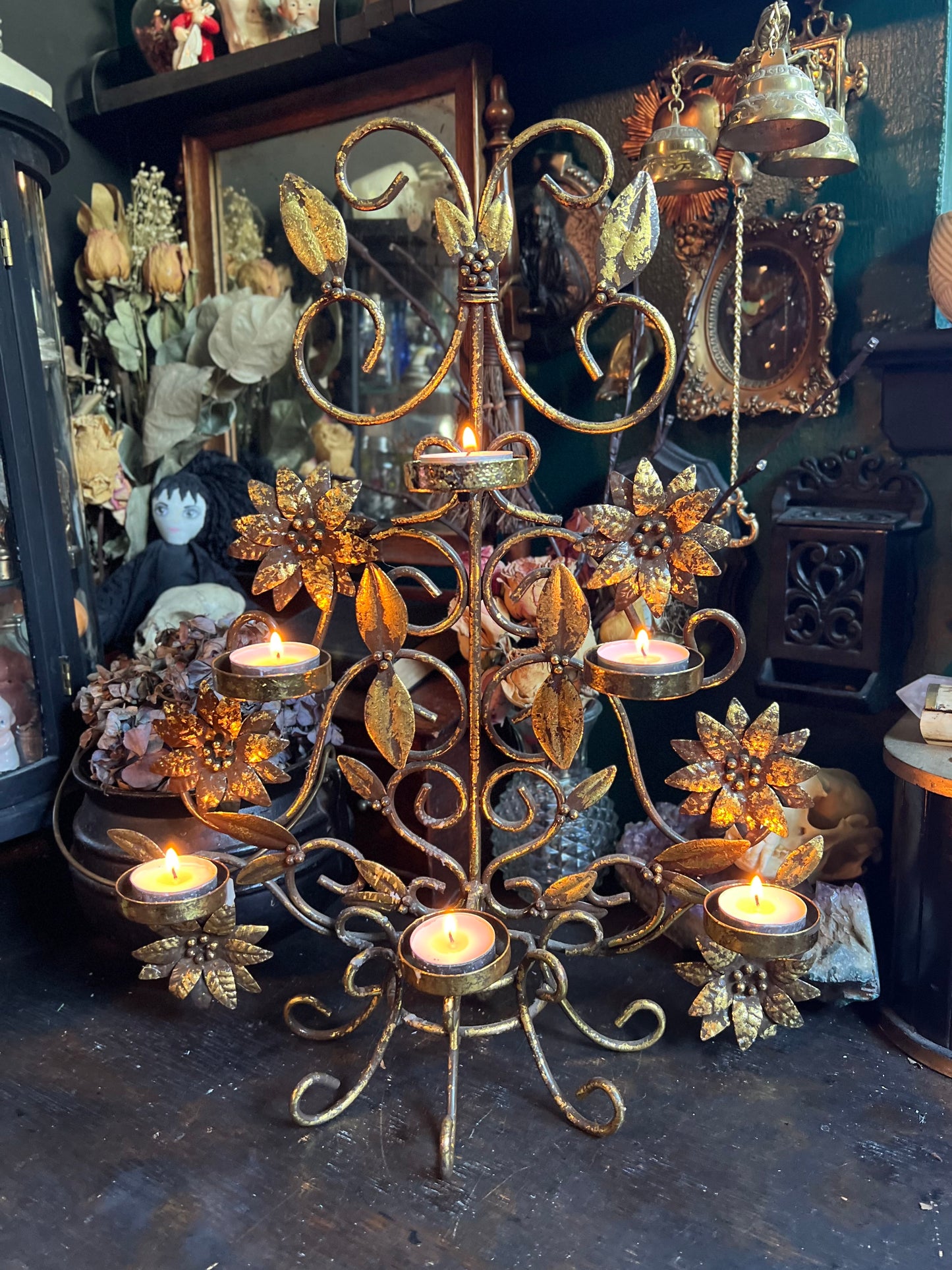 Floral Tea Light Candelabra