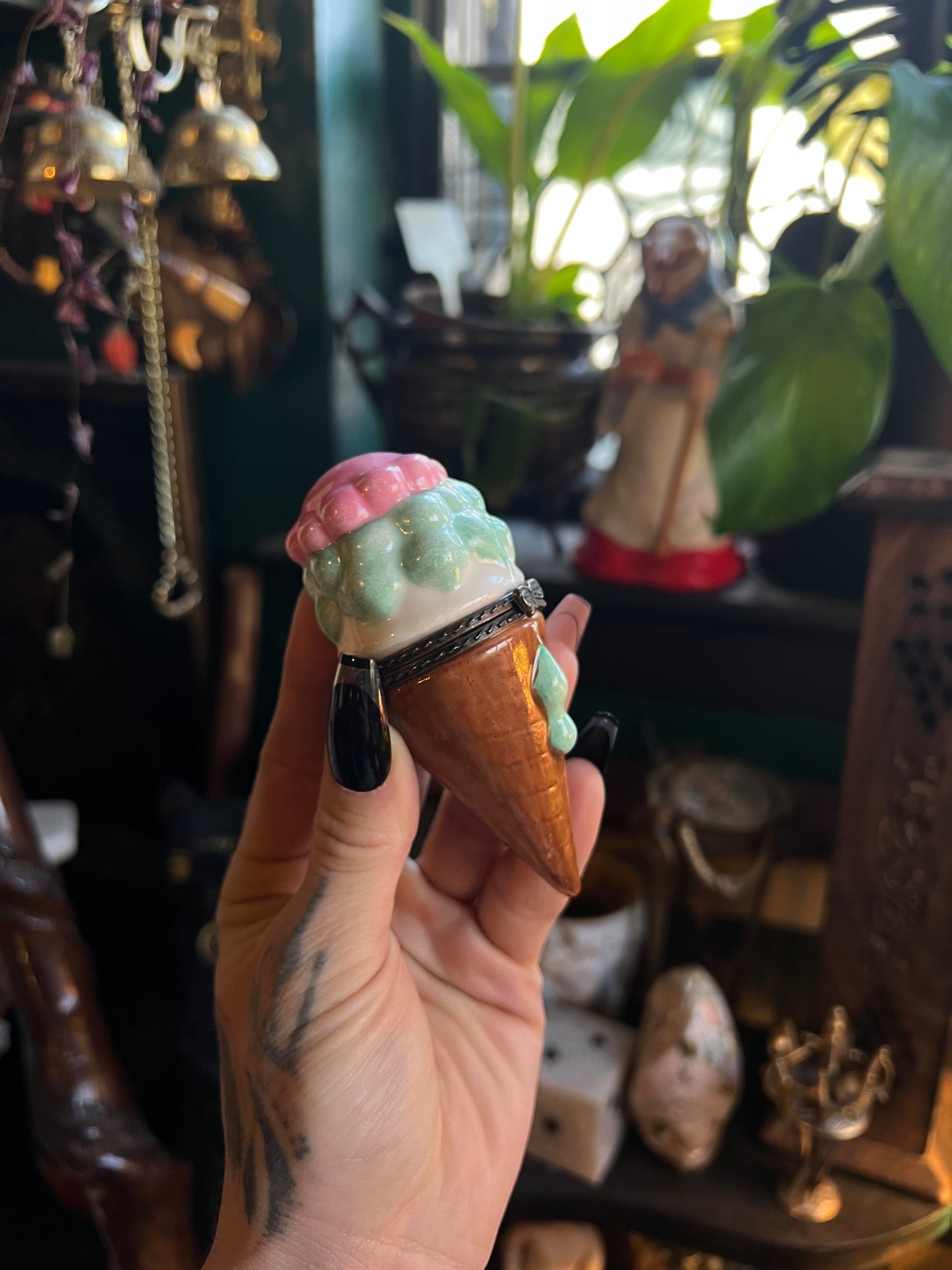 Porcelain Ice Cream Cone Hinged Trinket Box