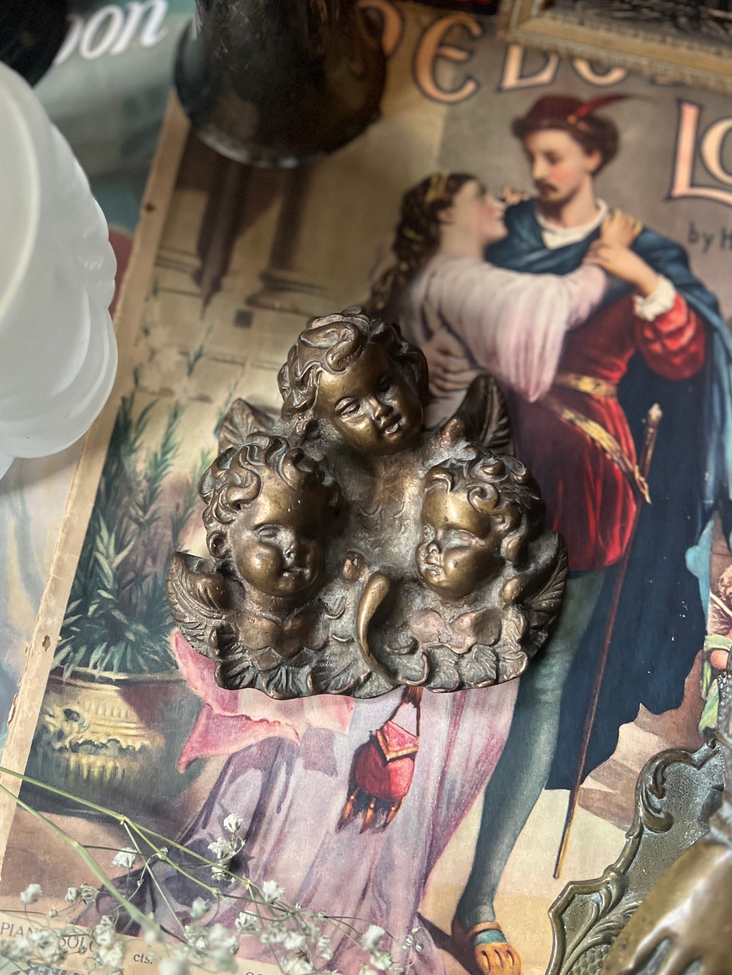 Triple Putti Brass Wall Decor