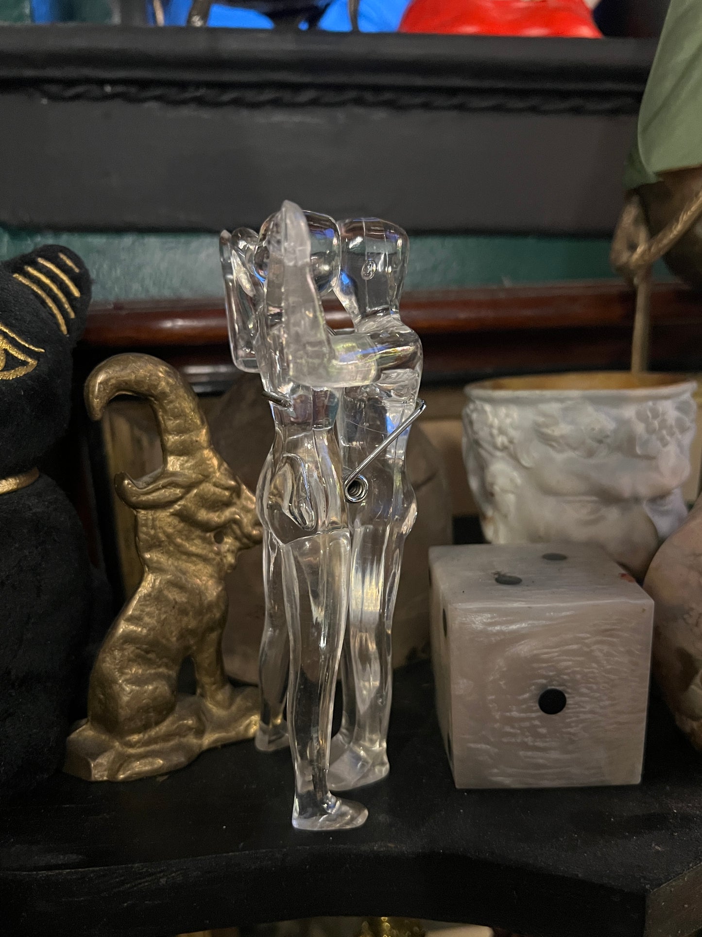 1970s Lucite Naked Kissing Couple Huge Paper Clip