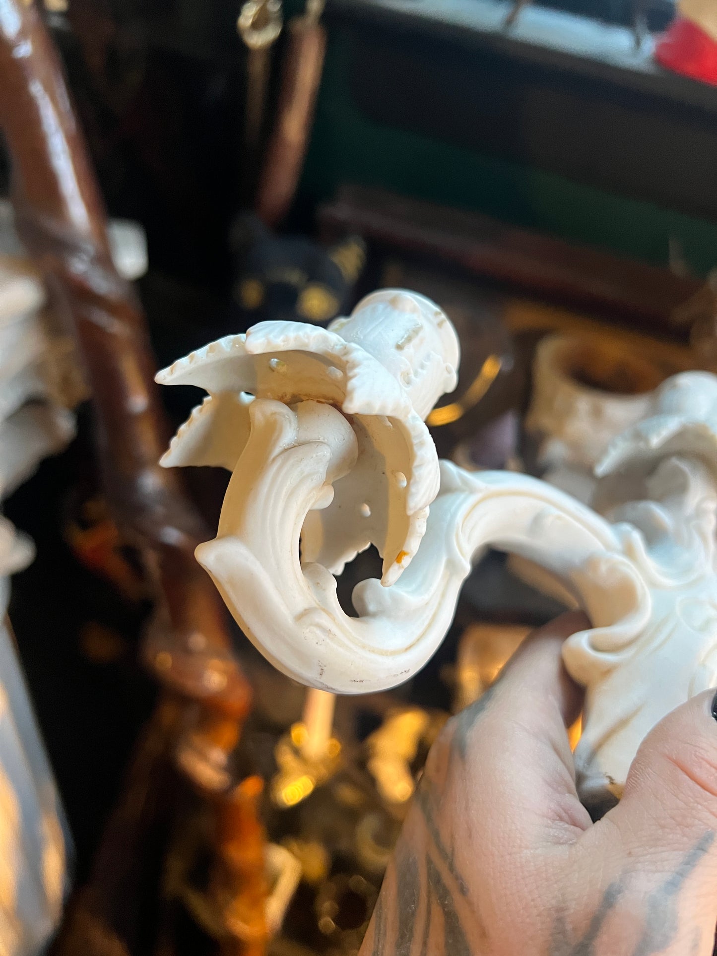 Italian Porcelain Cherub Candelabra