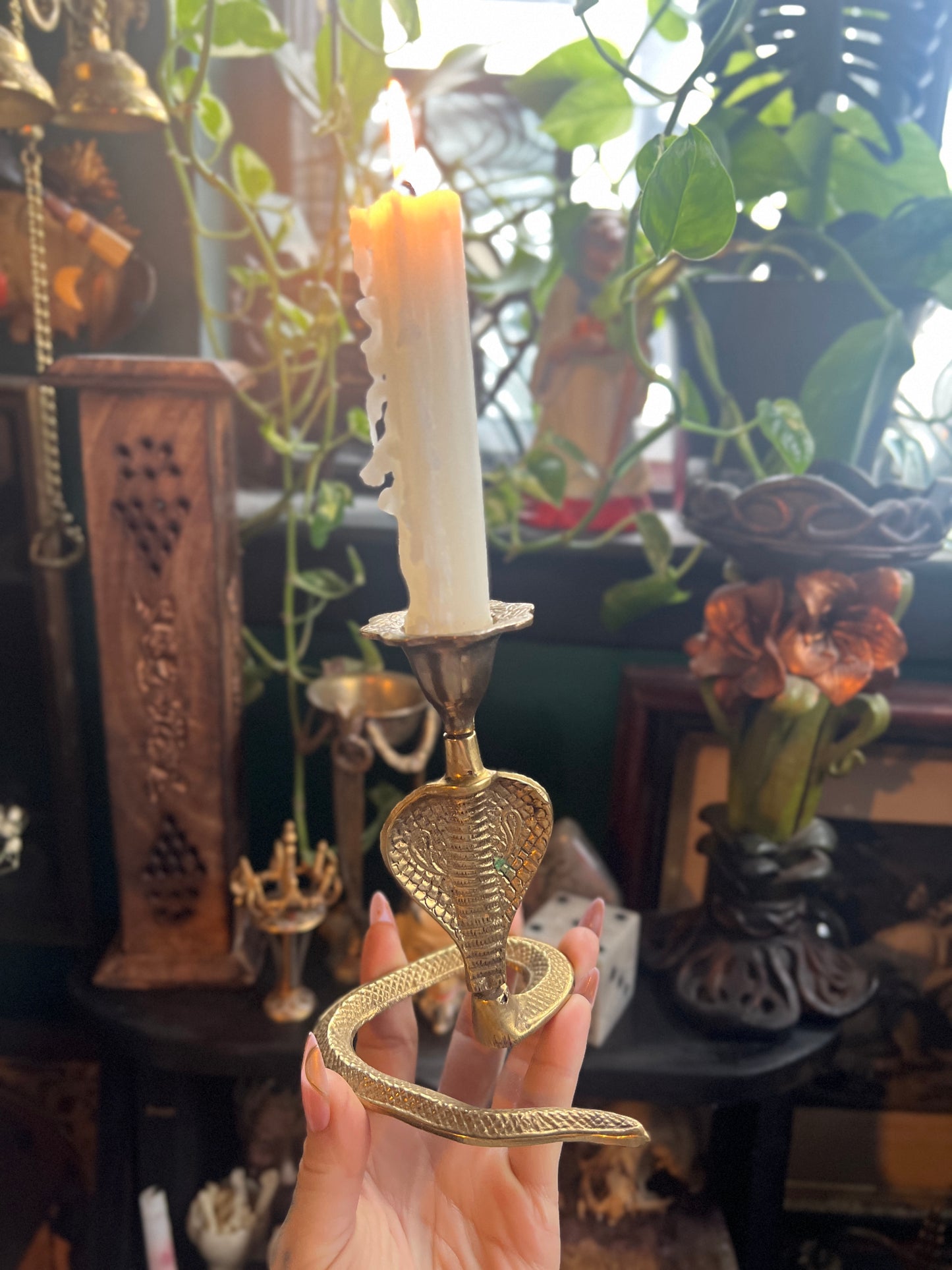 Brass Cobra Candlestick Holder