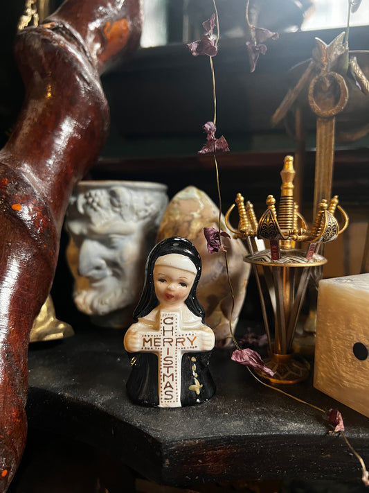 Ceramic Holiday Nun Bell