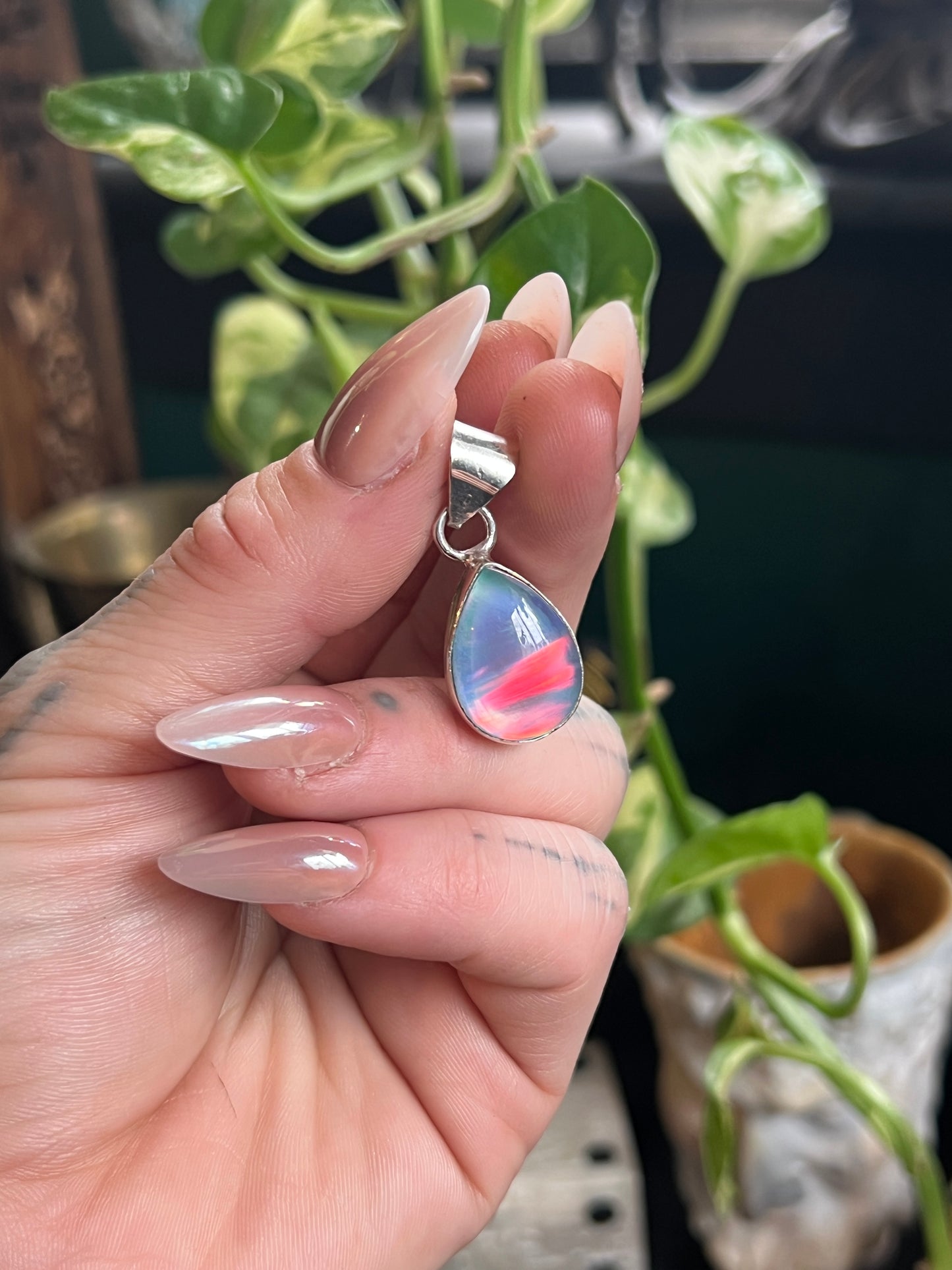 Sterling Silver Aurora Opal Pendant