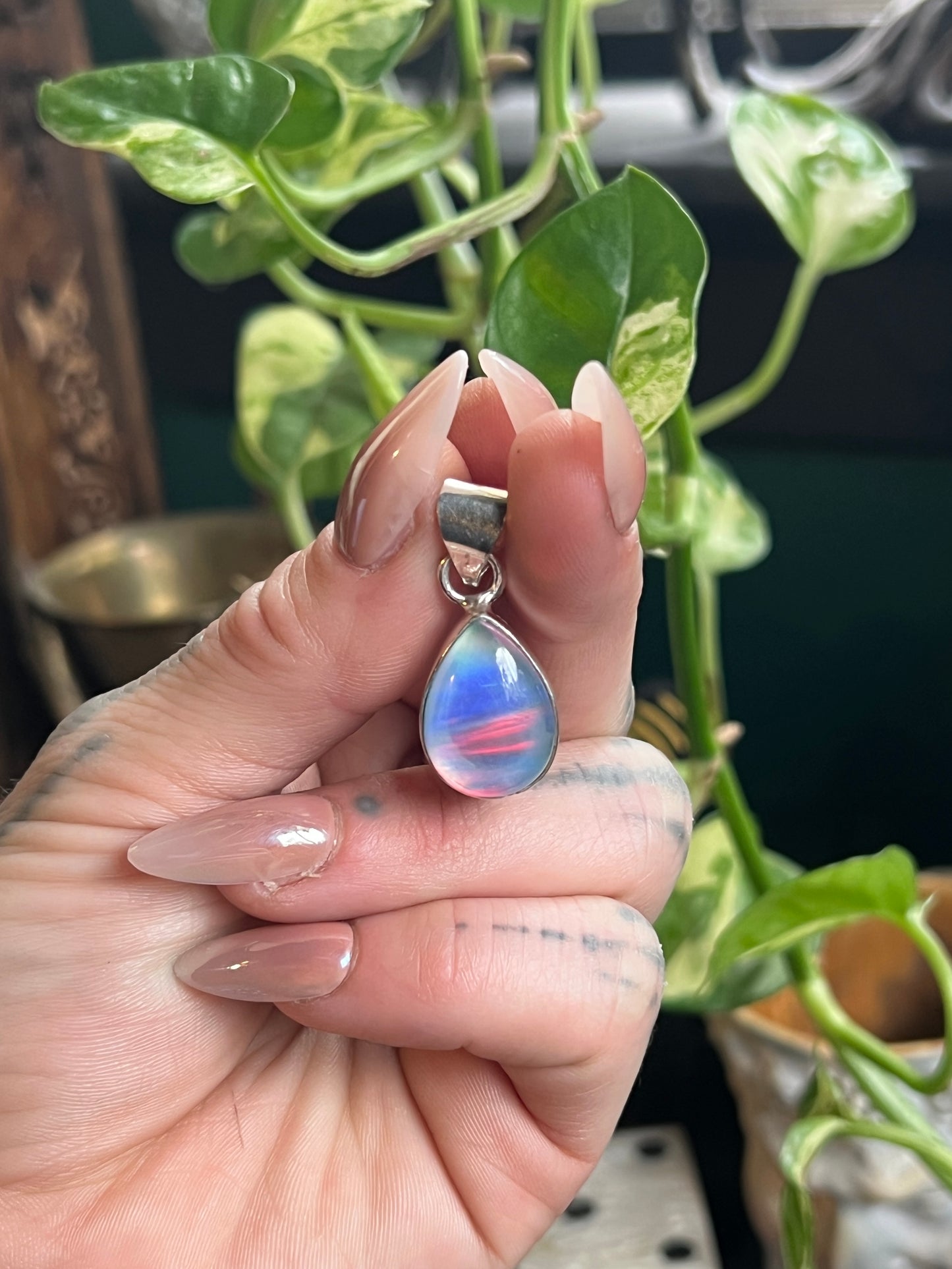 Sterling Silver Aurora Opal Pendant
