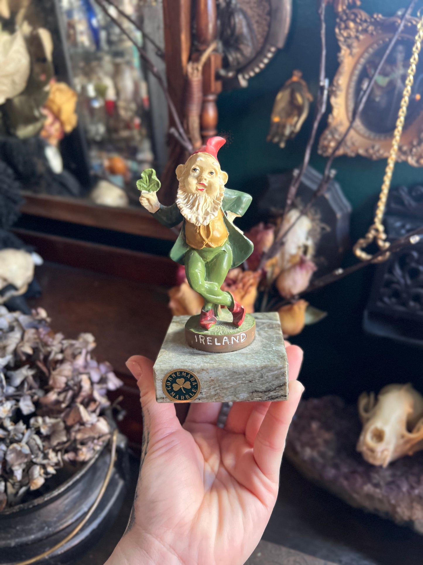 Irish Connemara Marble Leprechaun Statue