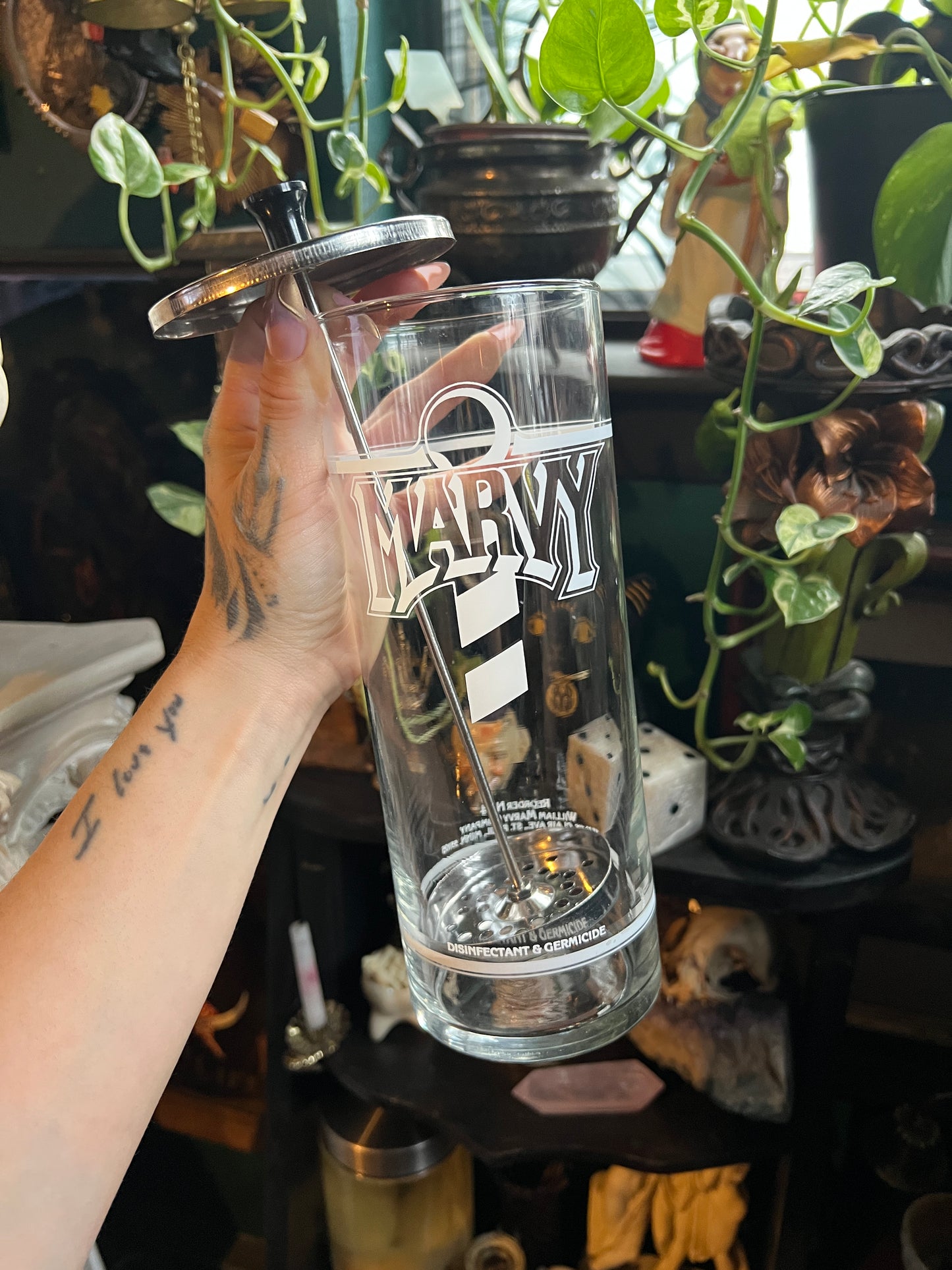 Marvy Vintage Barbers Glass Disinfectant Jar