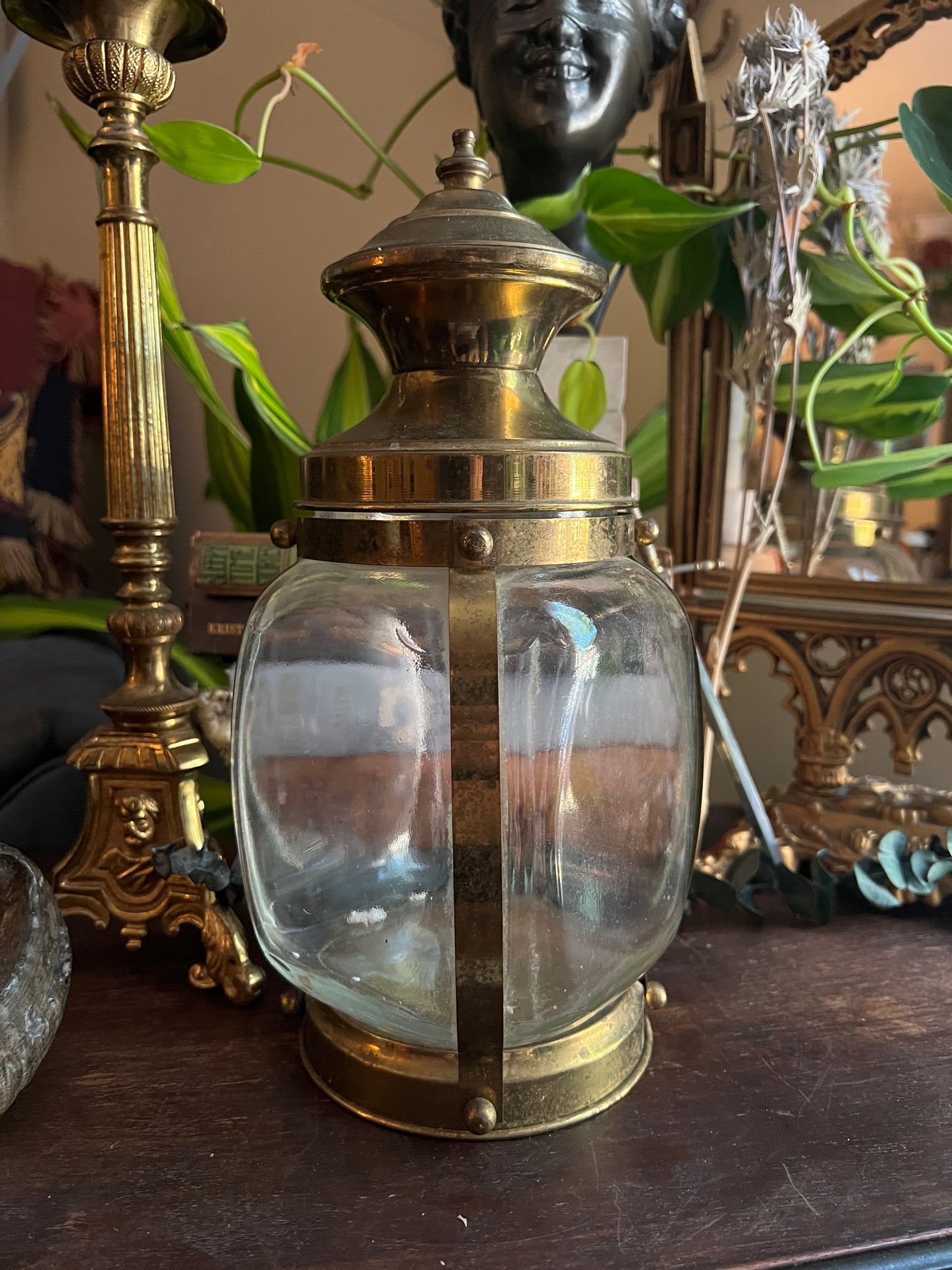 Brass & Glass Lantern Jar