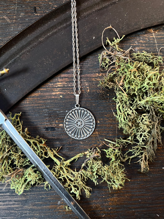 Sterling Rose Window Pendant Necklace