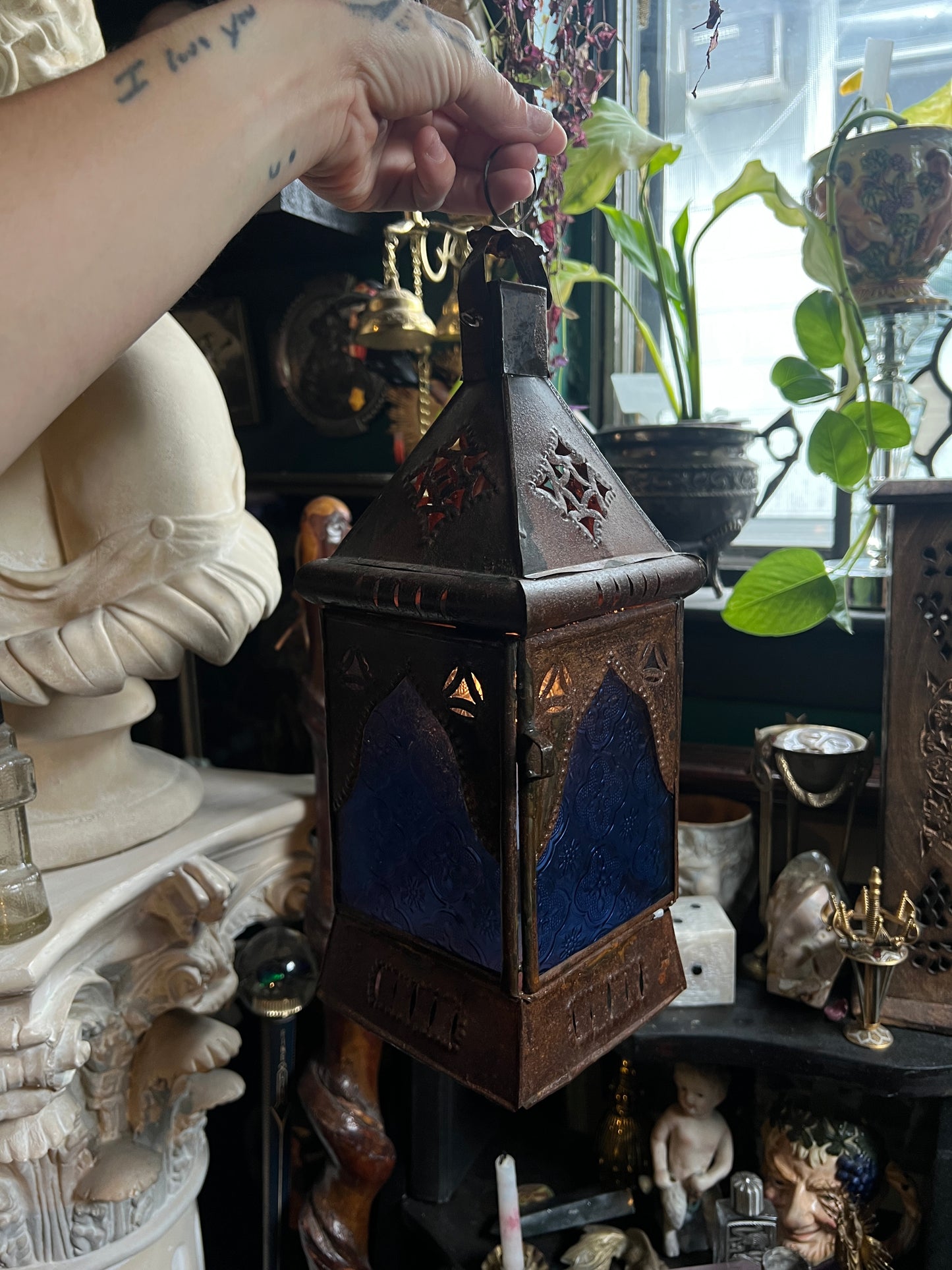 Moroccan Blue Glass Lantern