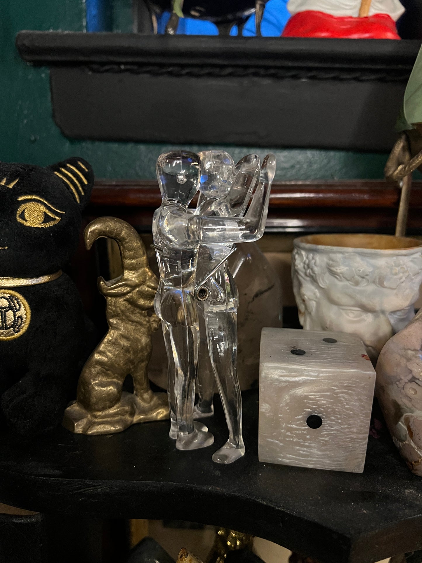 1970s Lucite Naked Kissing Couple Huge Paper Clip