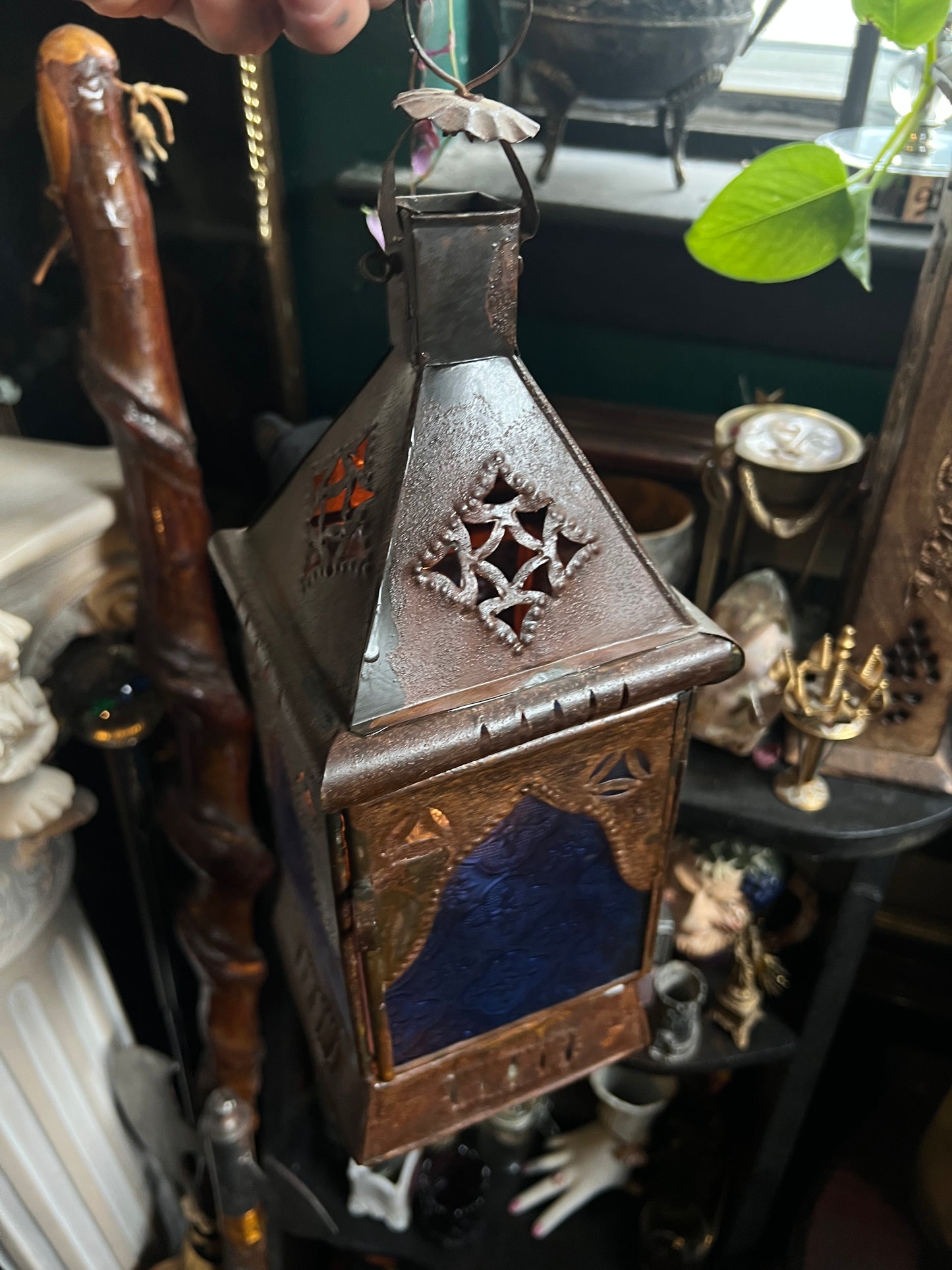Moroccan Blue Glass Lantern